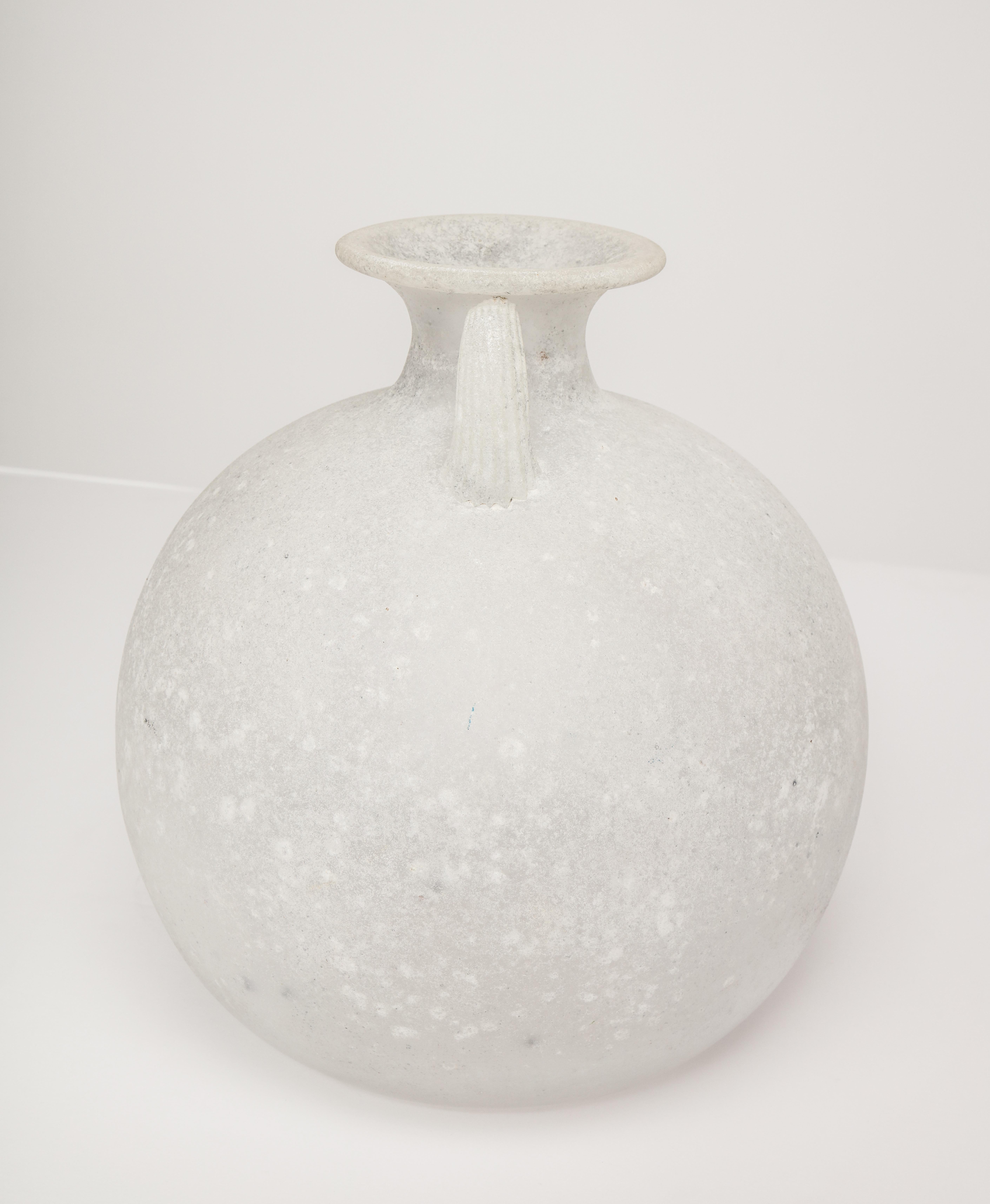 Late 20th Century Seguso Scavo Corroso Vase with Handles