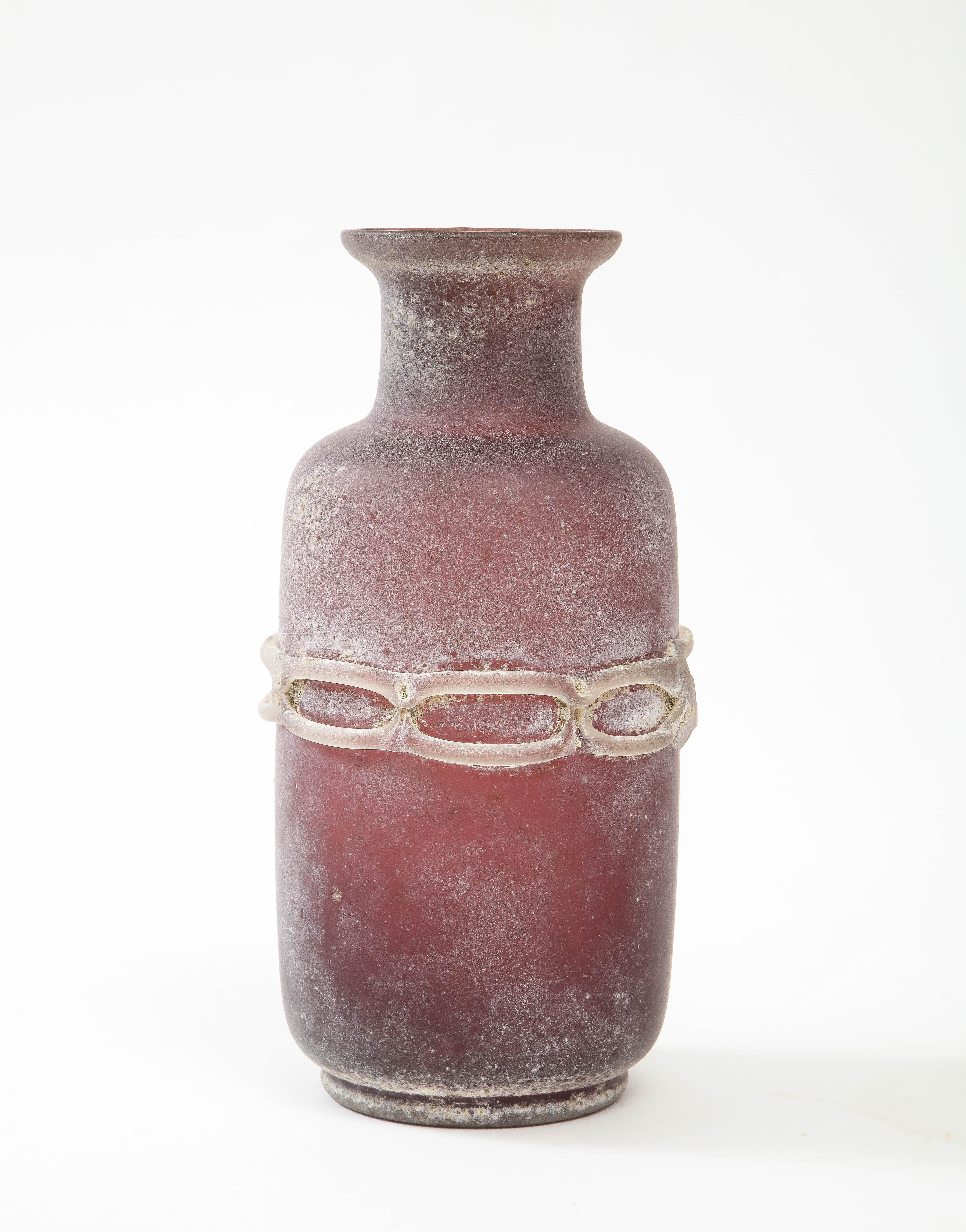 Mid-Century Modern Barbini Scavo Murano Glass Vase