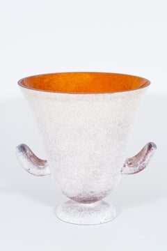 Seguso Scavo Vase in Amber Murano Glass Venice Italy 1970s