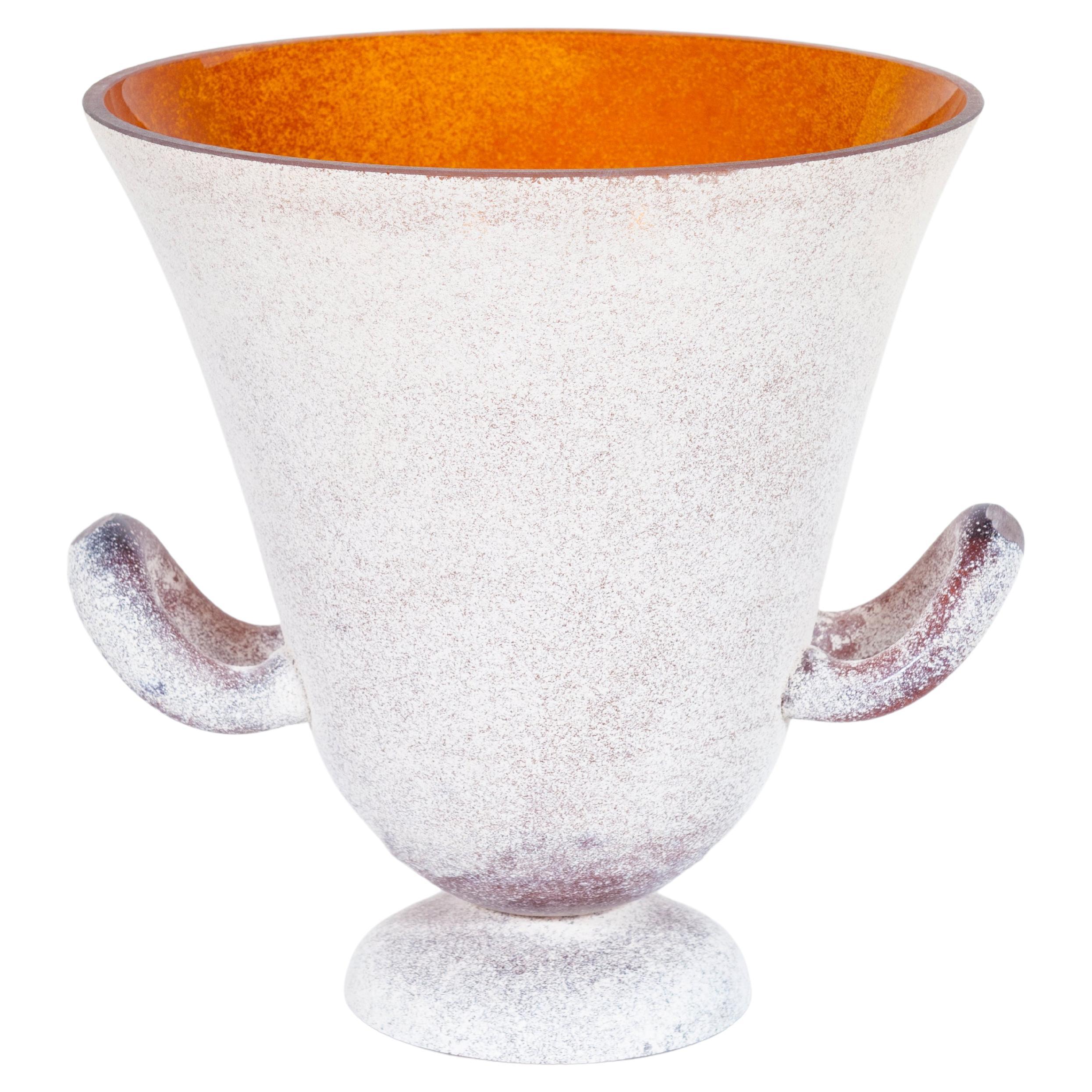 Seguso Scavo Vase in Amber Murano Glass Venice Italy 1970s 