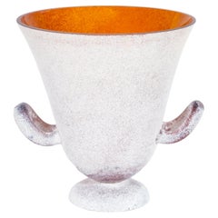 Seguso Scavo Vase in Bernstein Murano Glas Venedig Italien 1970er