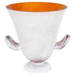 Seguso Scavo Vase in Bernstein Murano Glas Venedig Italien 1970er 