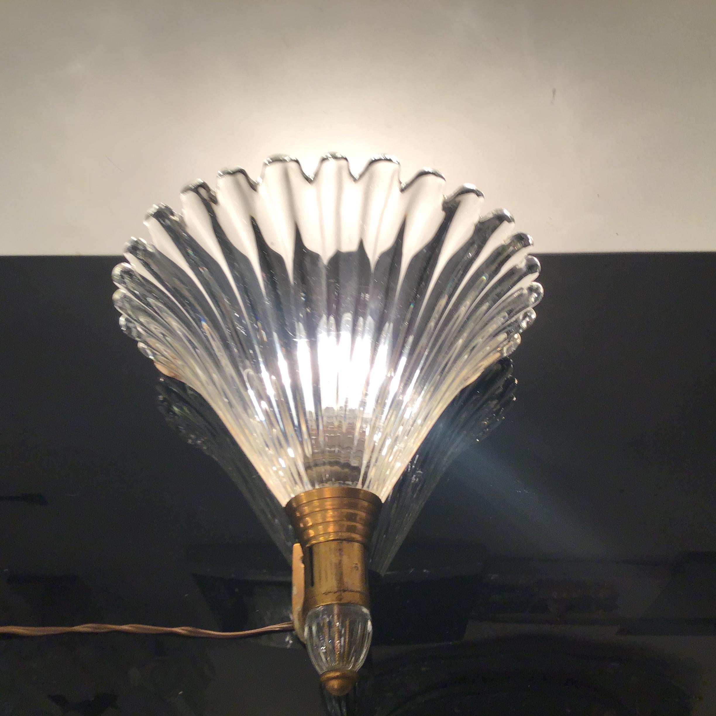Seguso Sconce Brass Murano Glass 1930 Italy For Sale 7