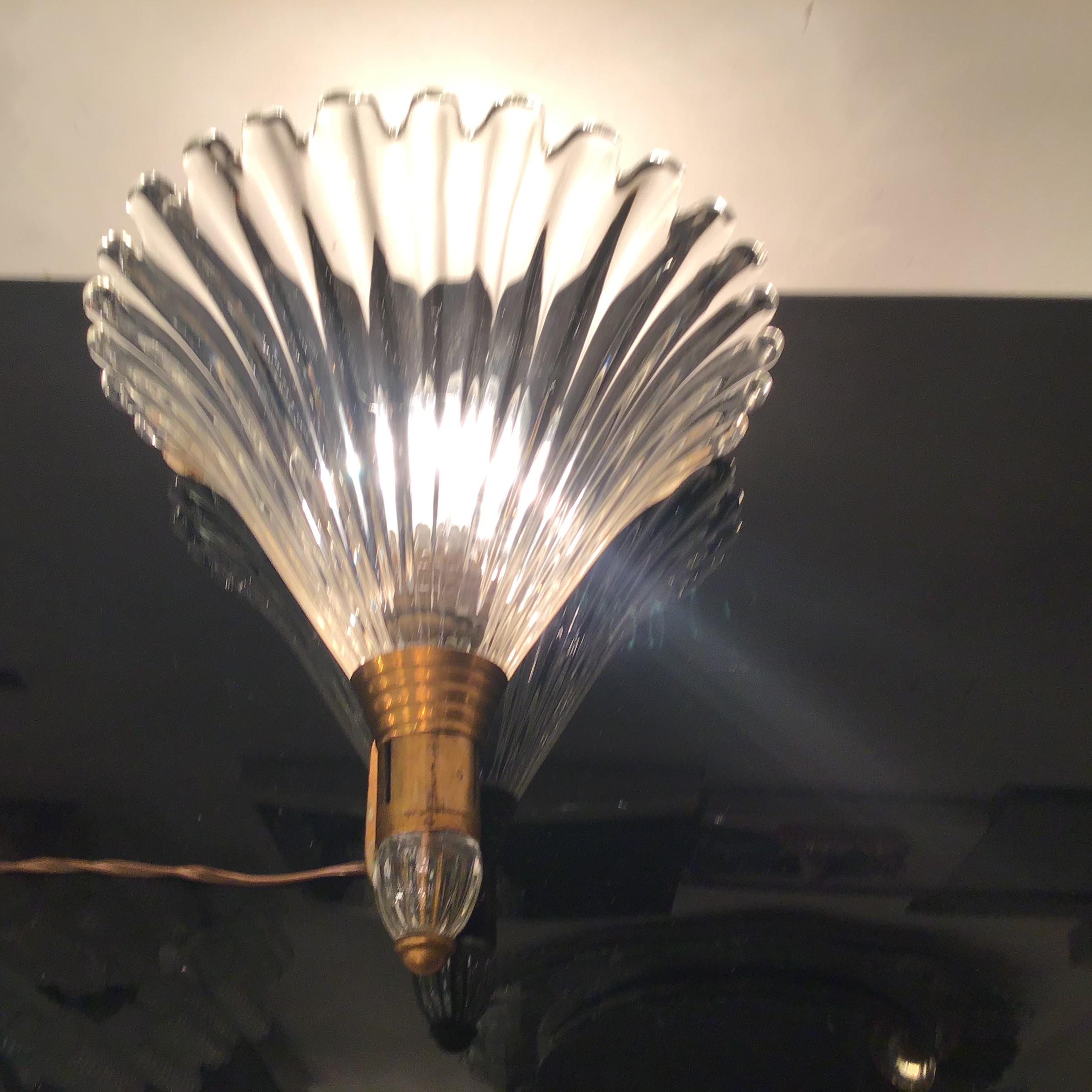 Seguso Sconce Brass Murano Glass 1930 Italy For Sale 8