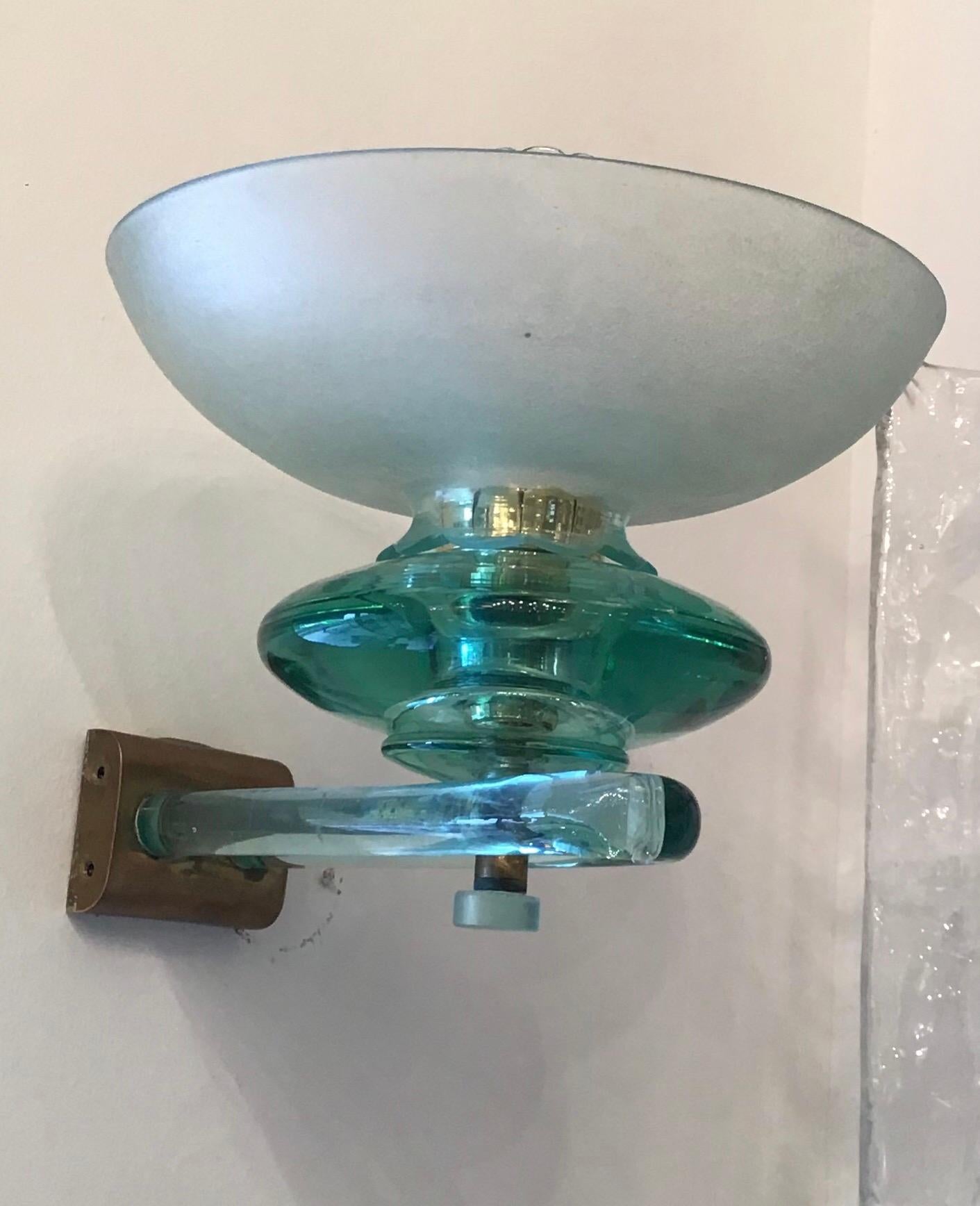 Seguso Sconce Glass Brass 1940 Italy For Sale 7