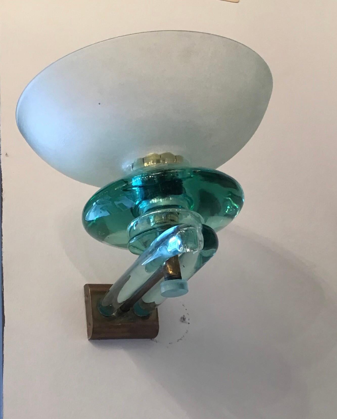 Seguso Sconce Glass Brass 1940 Italy For Sale 9