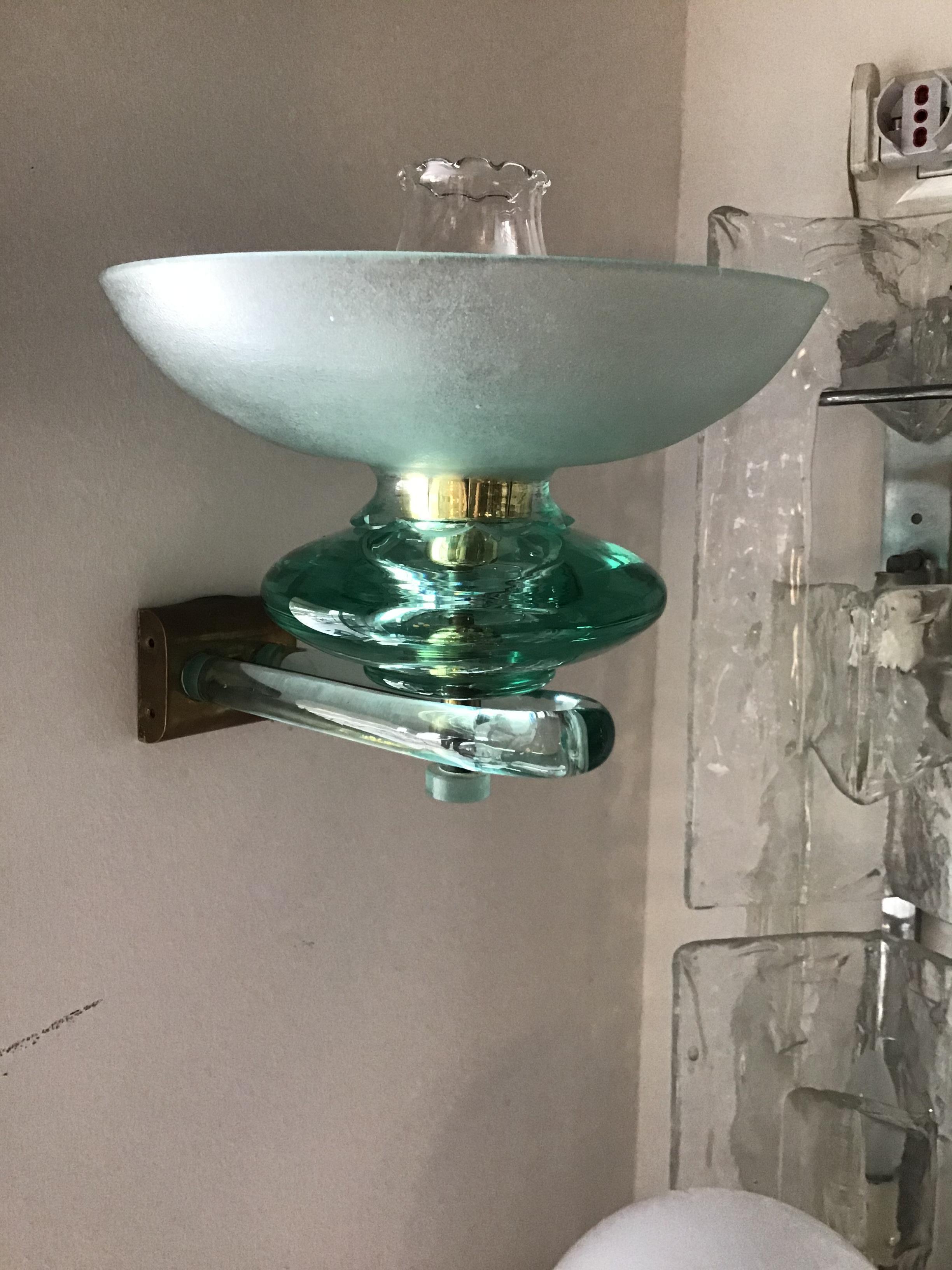 Other Seguso Sconce Glass Brass 1940 Italy For Sale