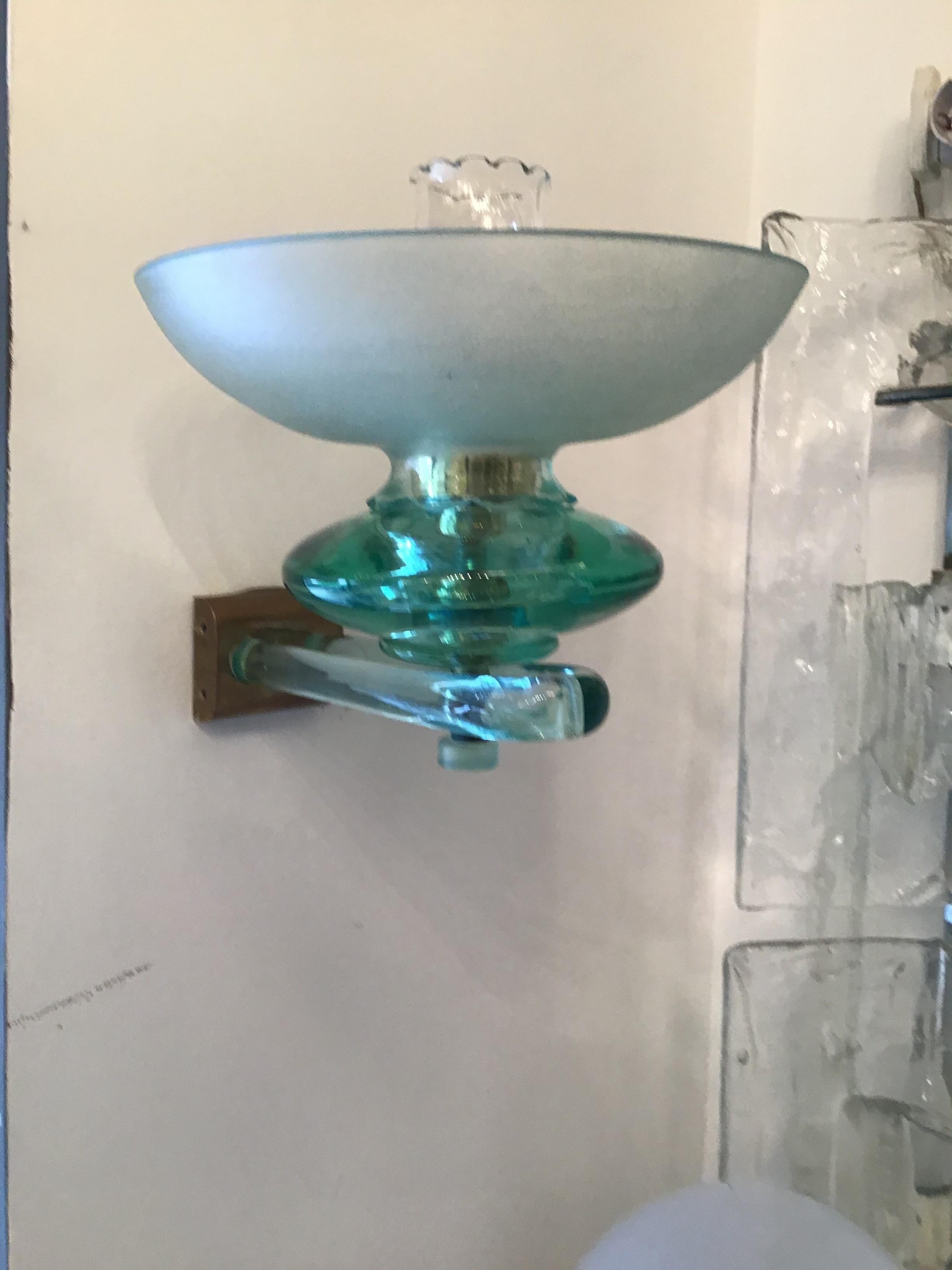 Seguso Sconce Glass Brass 1940 Italy For Sale 2