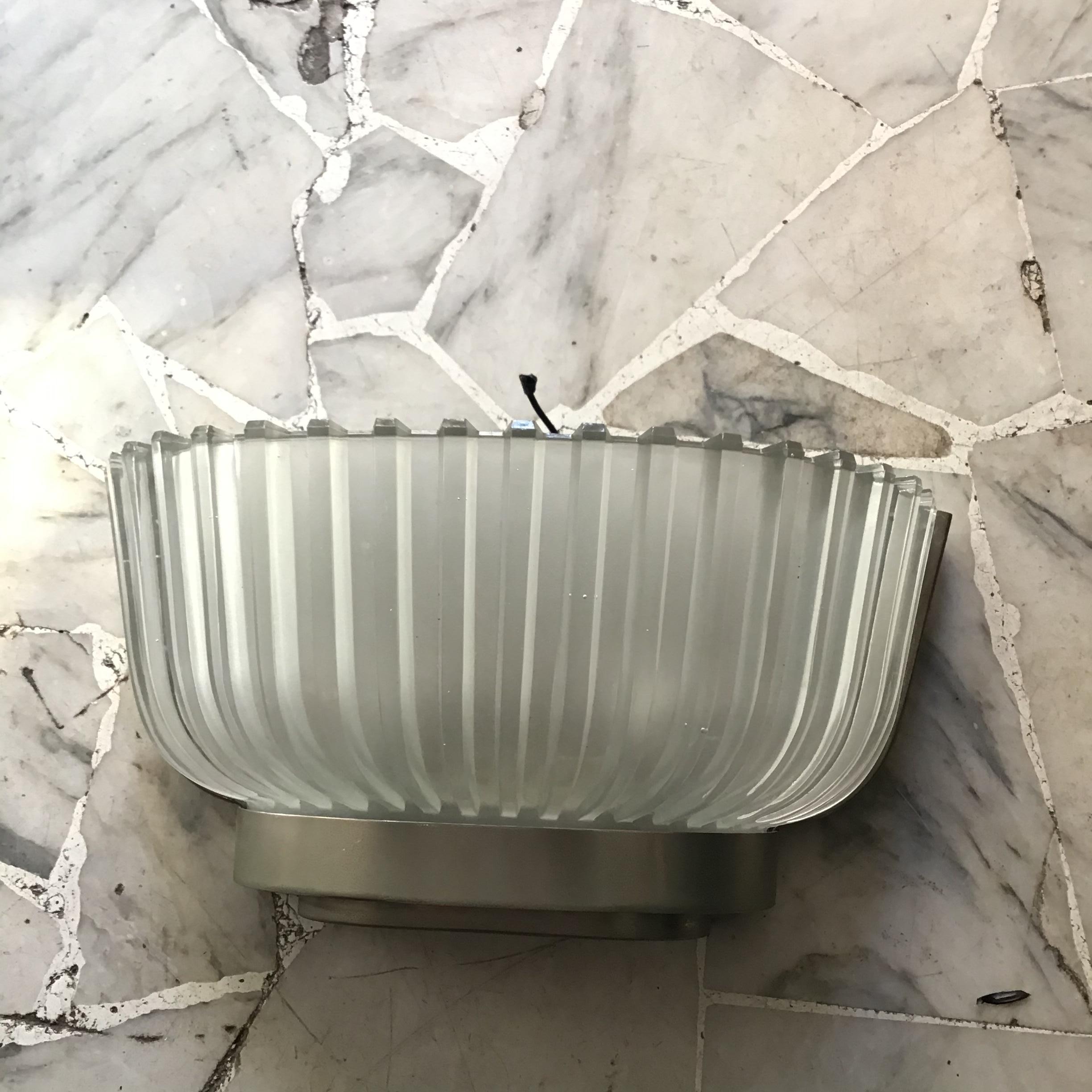Italian Seguso Sconce Glass Metal Crome 1930 Italy For Sale