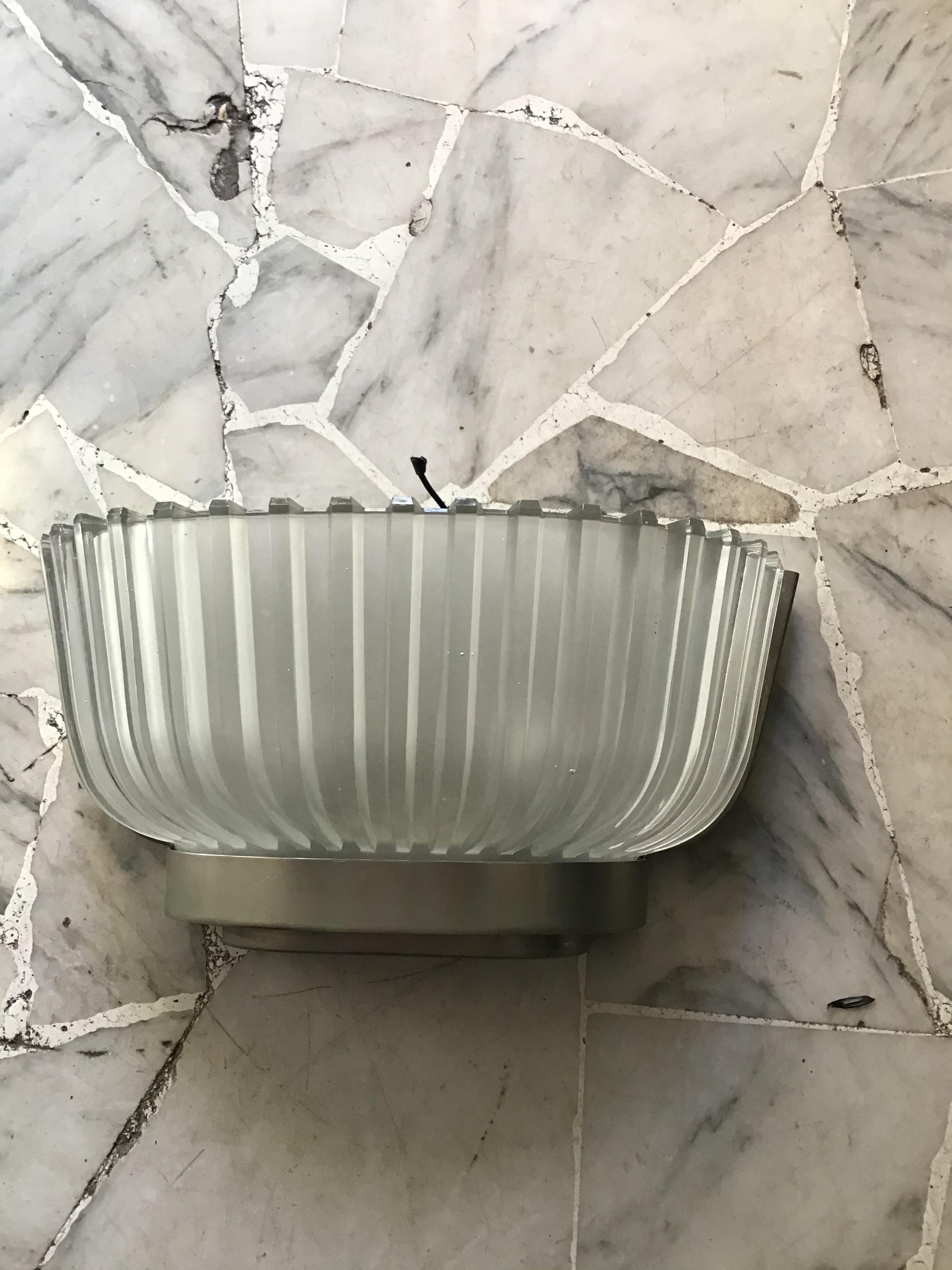 Seguso Sconce Glass Metal Crome 1930 Italy For Sale 3