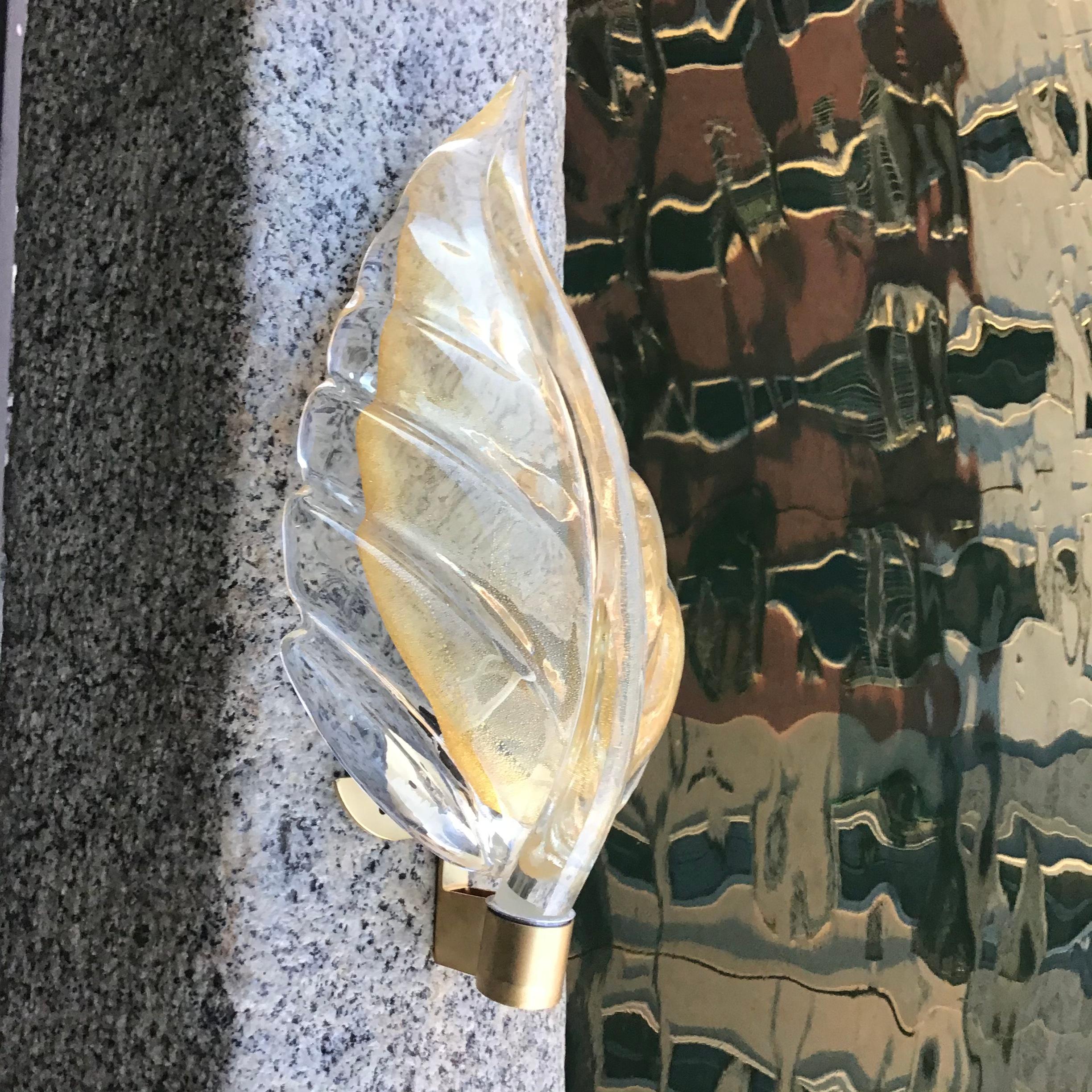Seguso Sconce Murano Glass Brass 1950 Italy  For Sale 5