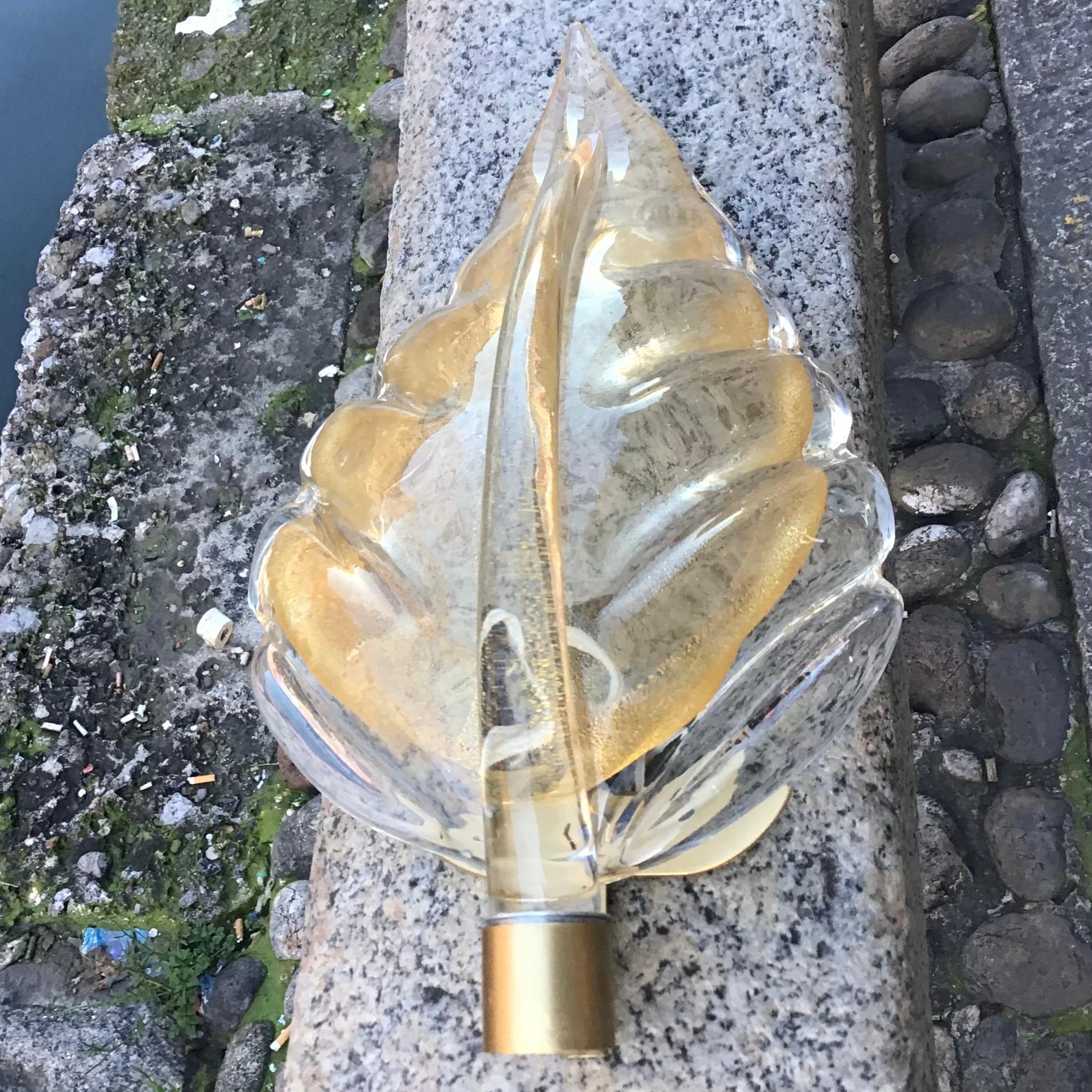 Seguso Sconce Murano Glass Brass 1950 Italy  For Sale 6