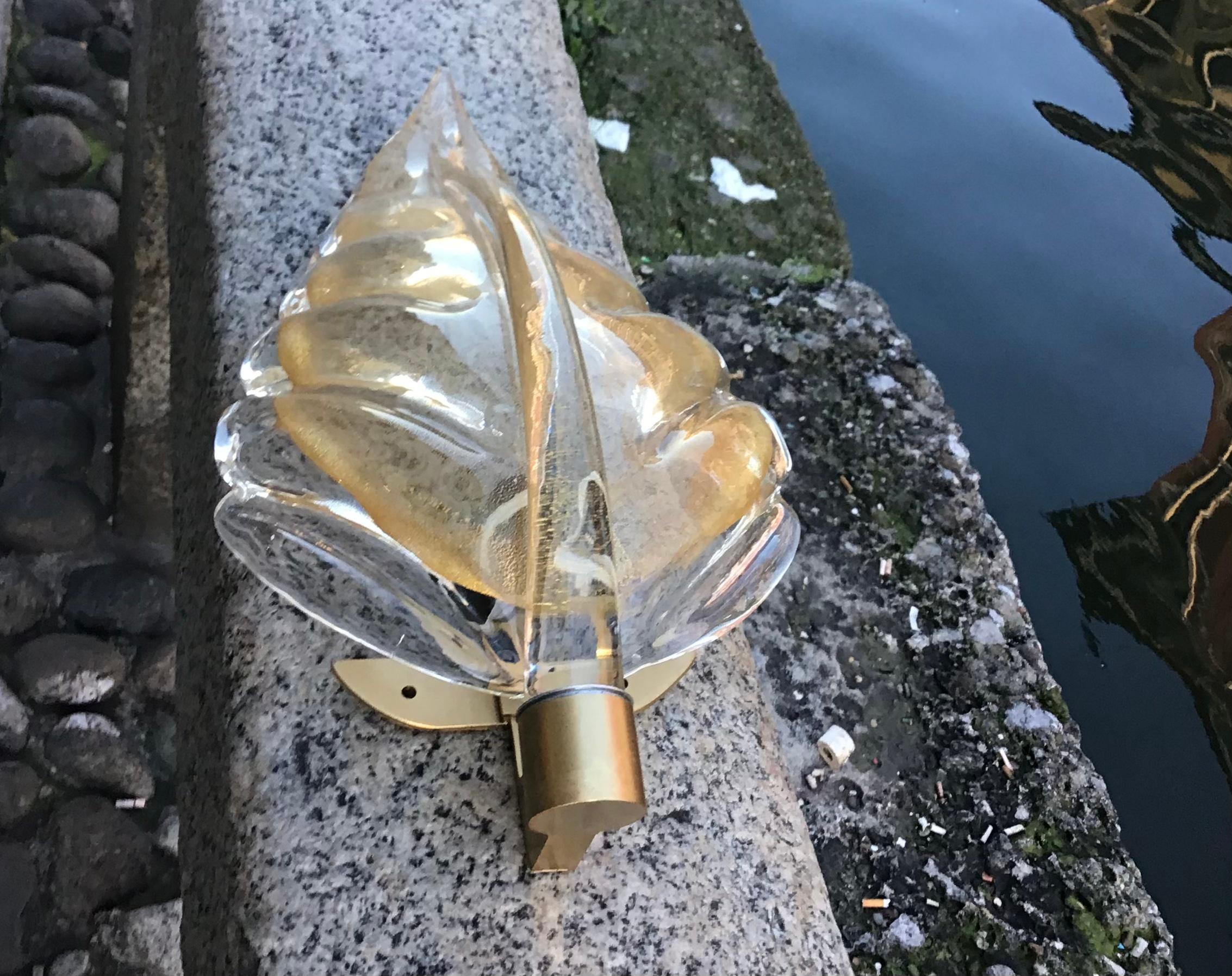 Seguso Sconce Murano Glass Brass 1950 Italy  For Sale 7
