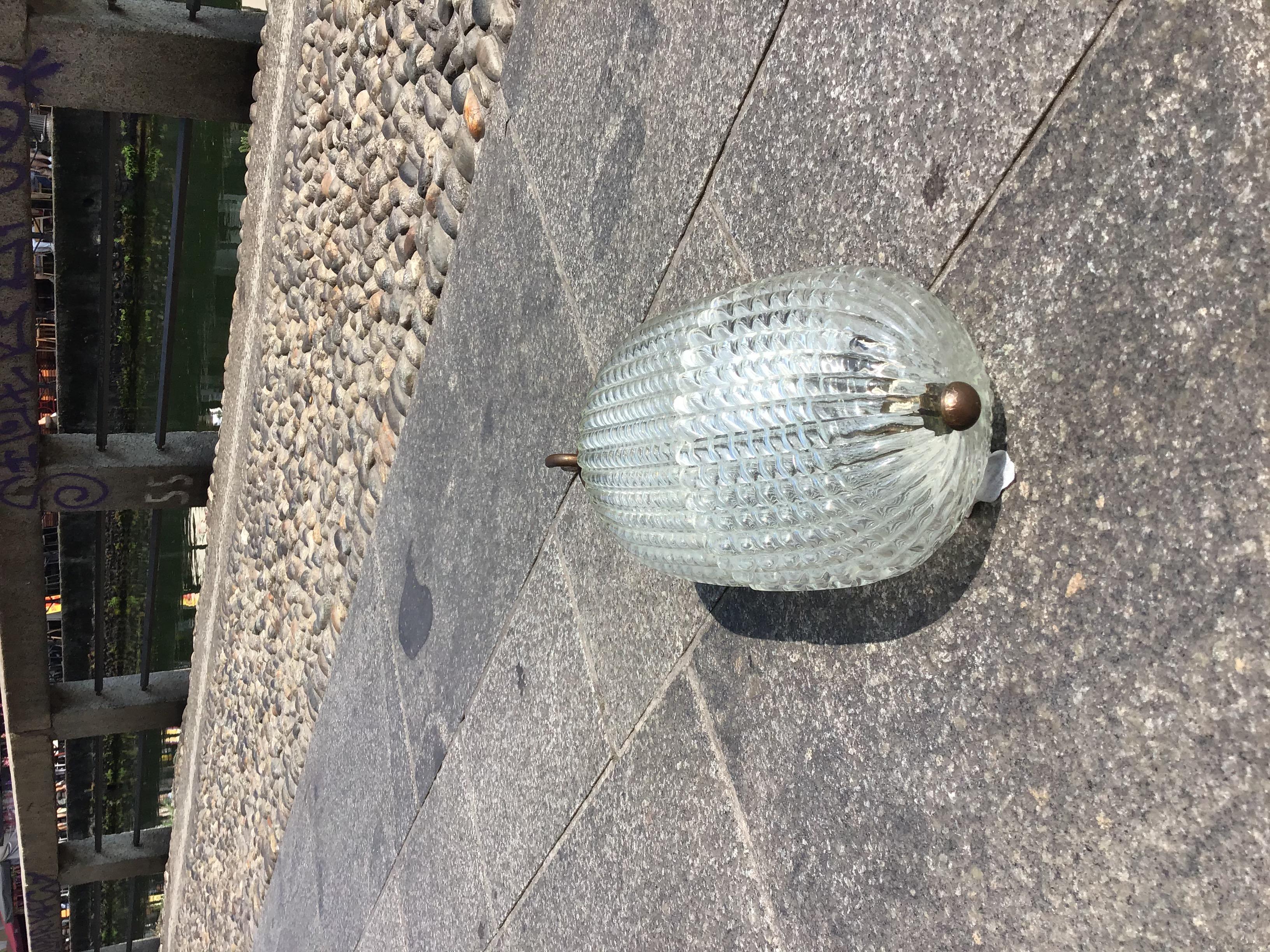 SEGUSO SCONCE mURANO GLASS BRASS 1950 ITALY For Sale 7