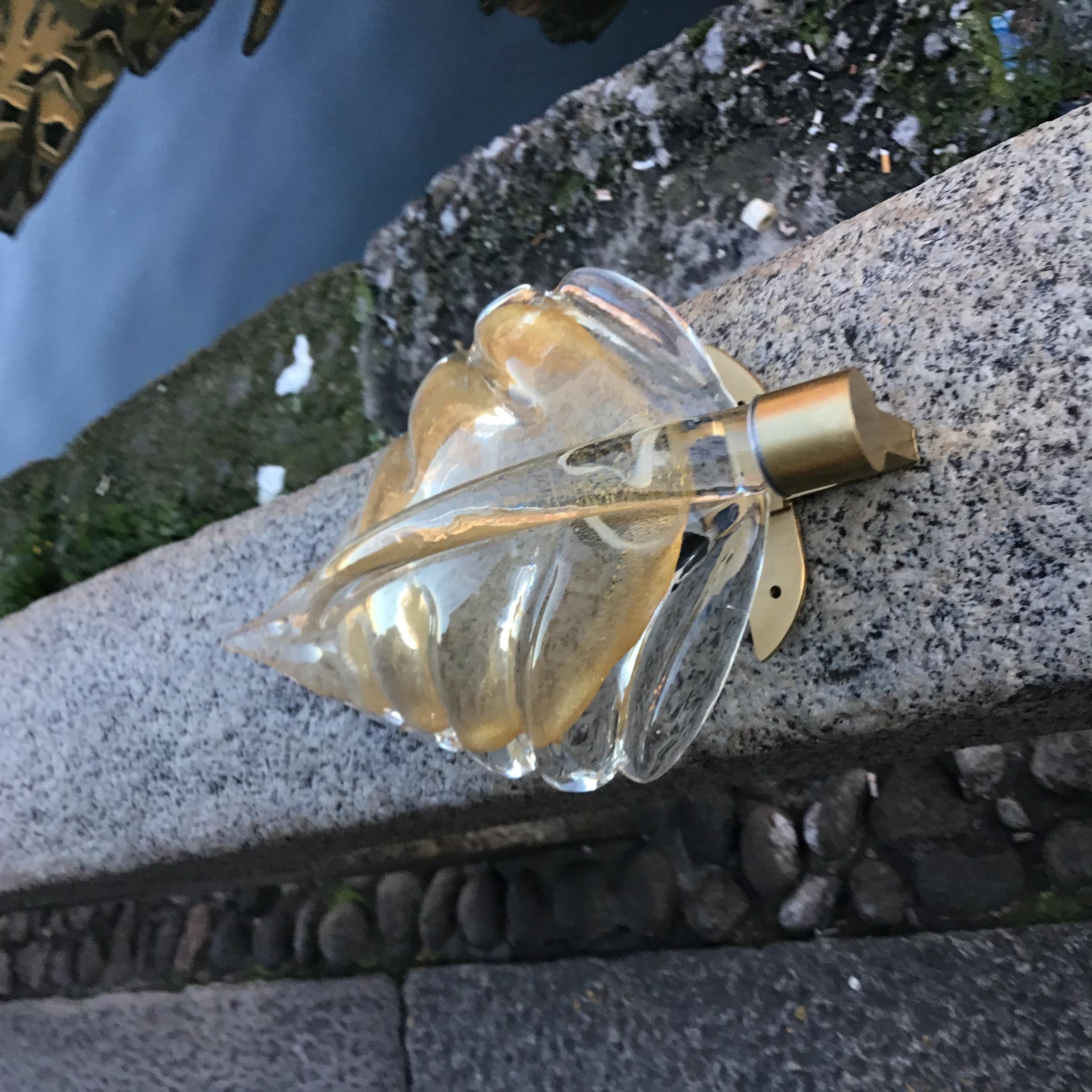 Seguso Sconce Murano Glass Brass 1950 Italy  For Sale 8