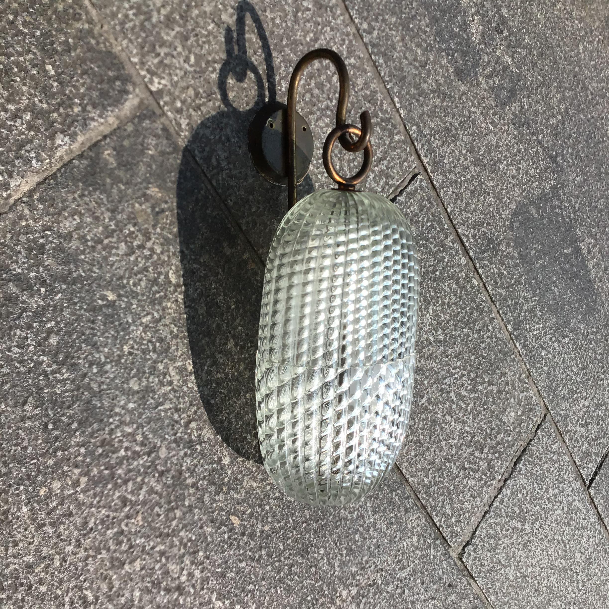 Italian SEGUSO SCONCE mURANO GLASS BRASS 1950 ITALY For Sale