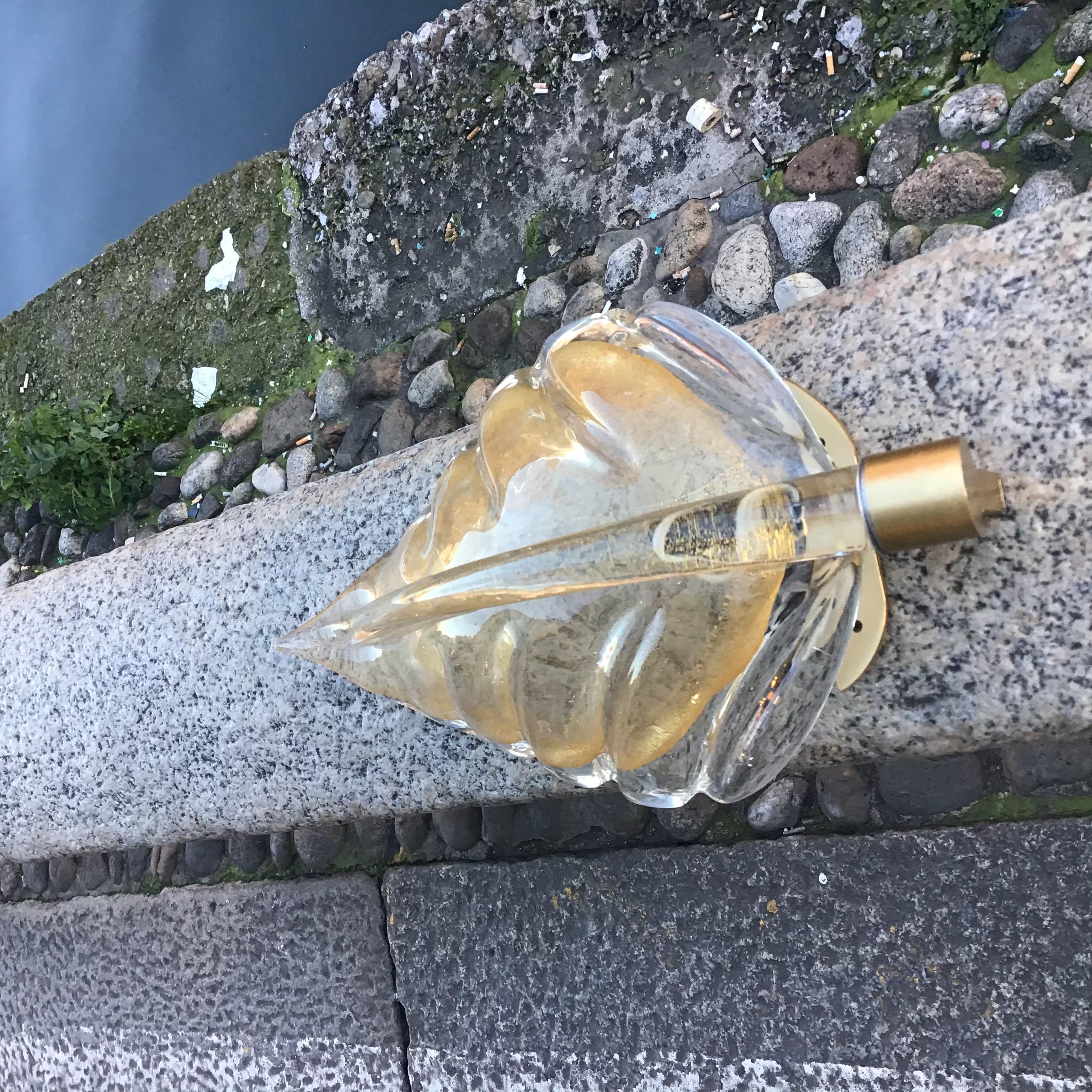 Seguso Sconce Murano Glass Brass 1950 Italy  For Sale 2
