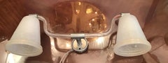 Seguso Sconce Two Light Metal Crome Murano Glass, 1960, Italy