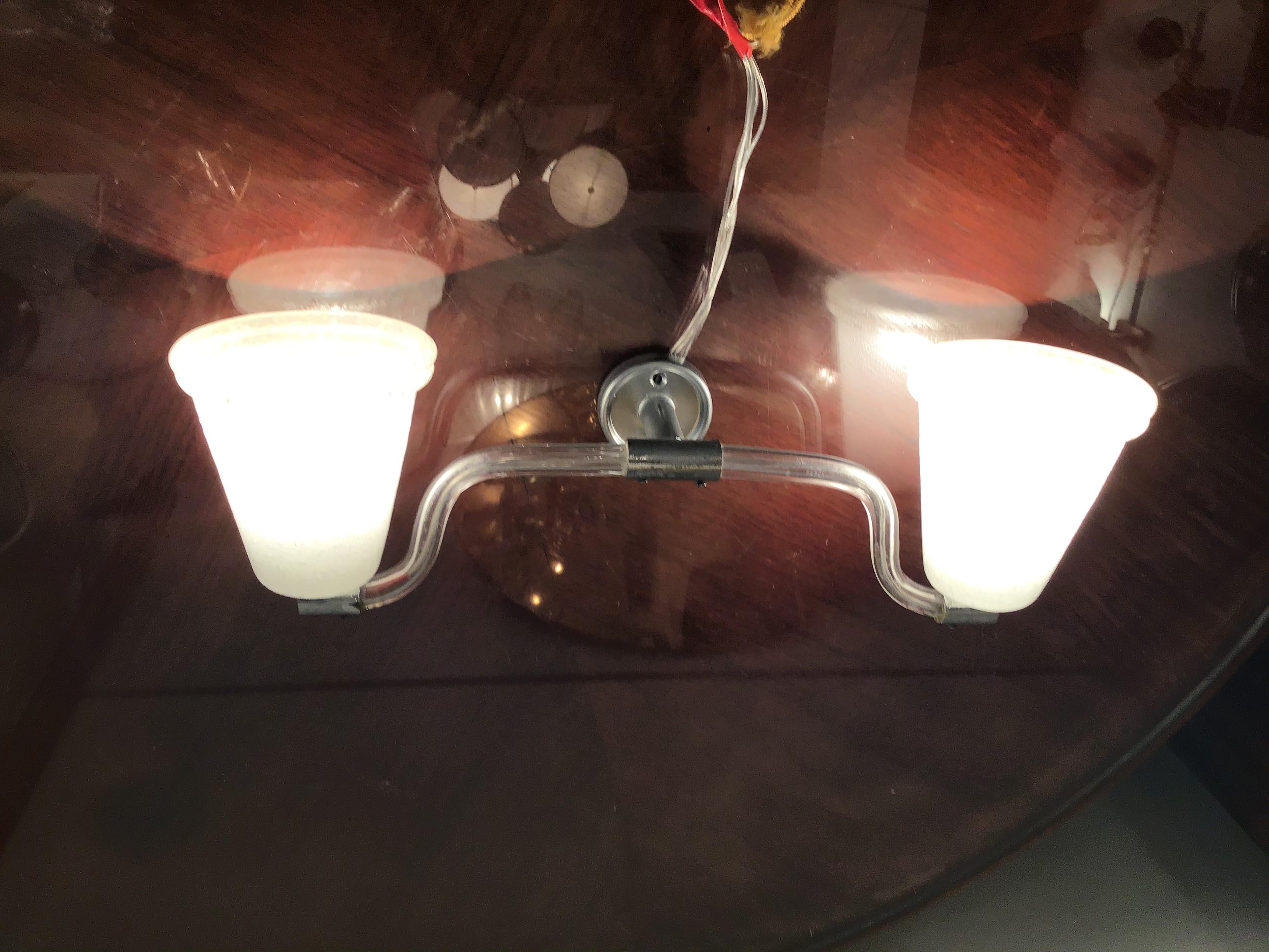 Seguso Sconce Two Light Metal Crome Murano Glass, 1960, Italy In Excellent Condition For Sale In Milano, IT