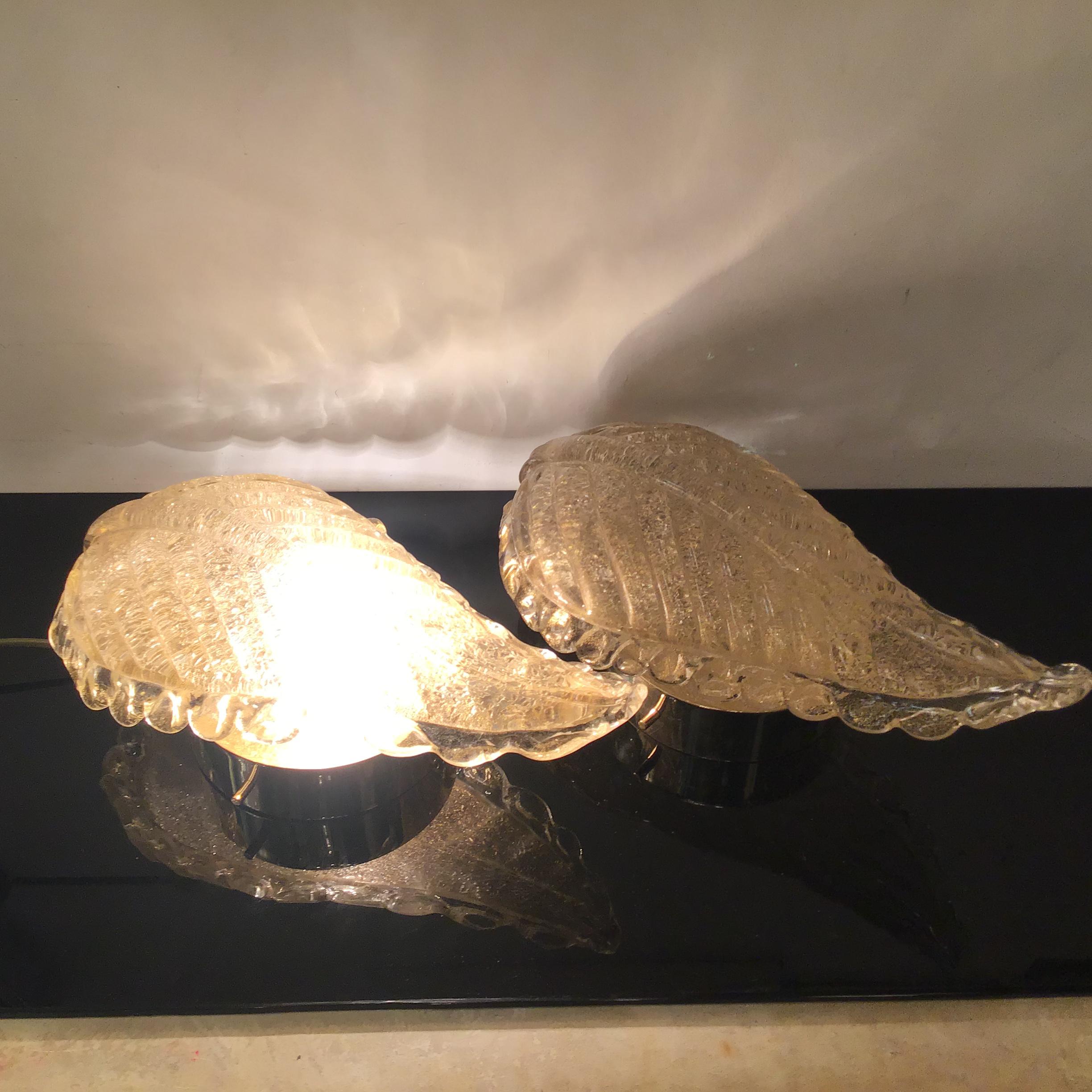 Seguso Sconces Brass Murano Glass Gold 1940 Italy For Sale 8