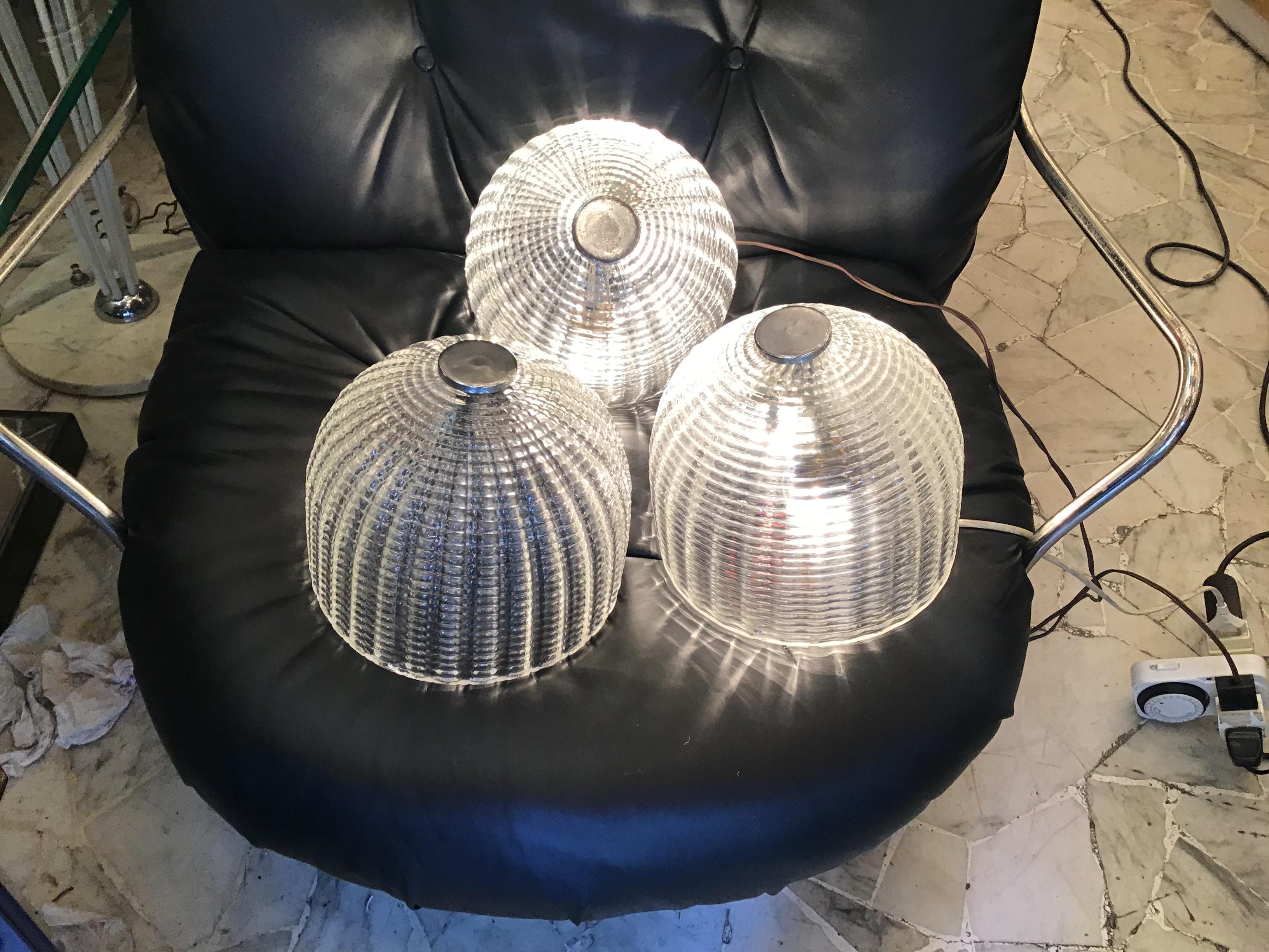 Seguso Sconces / Ceilling Light Murano Glass Metal Crome, 1950, Italy For Sale 5