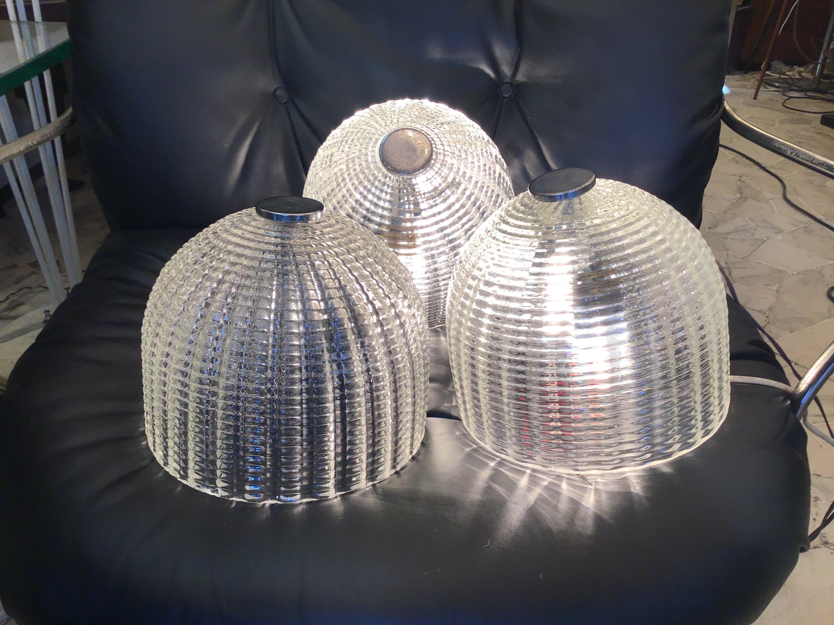 Seguso Sconces / Ceilling Light Murano Glass Metal Crome, 1950, Italy For Sale 6