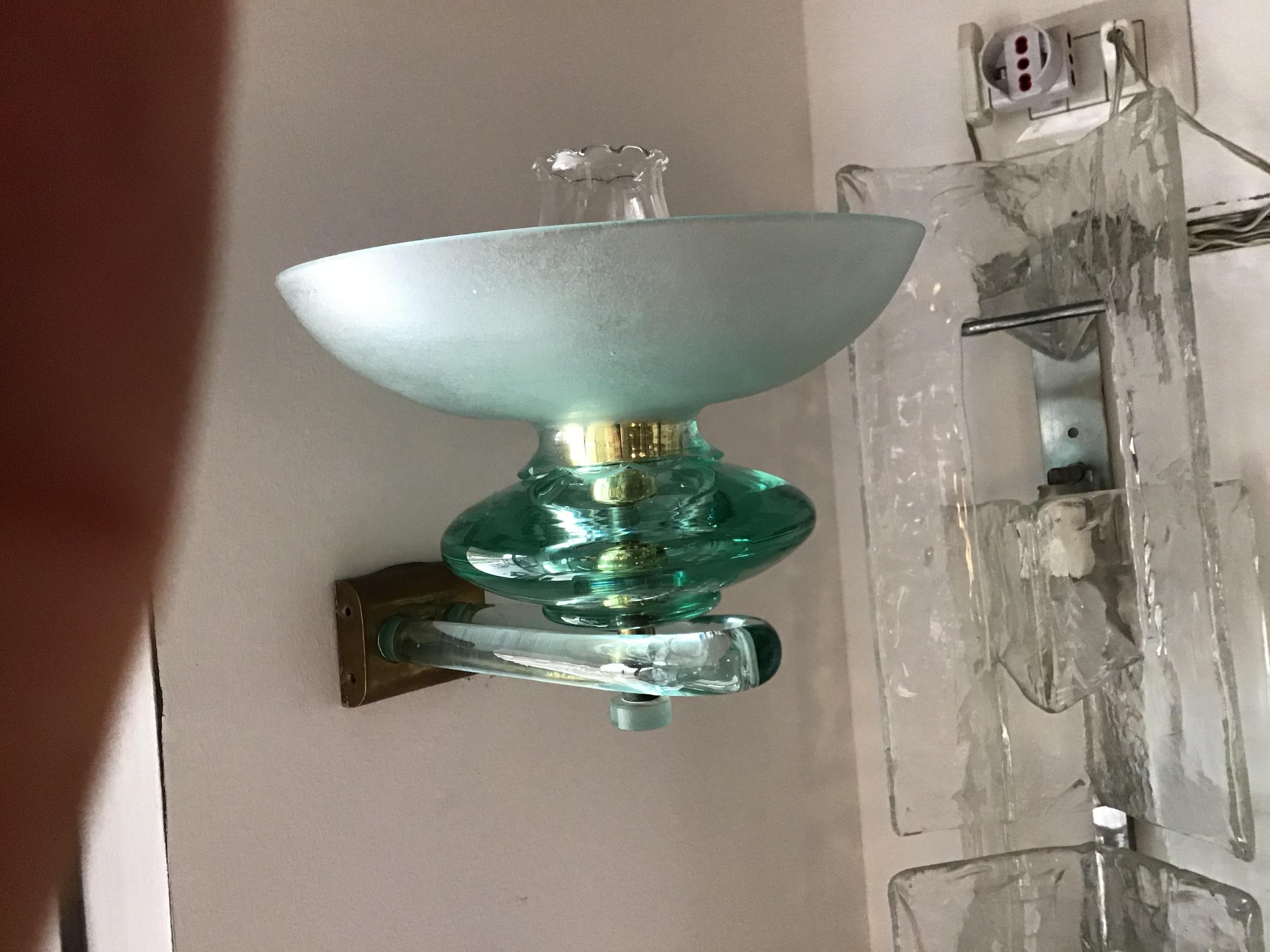 Italian Seguso Sconces Glass Brass 1940 Italy For Sale