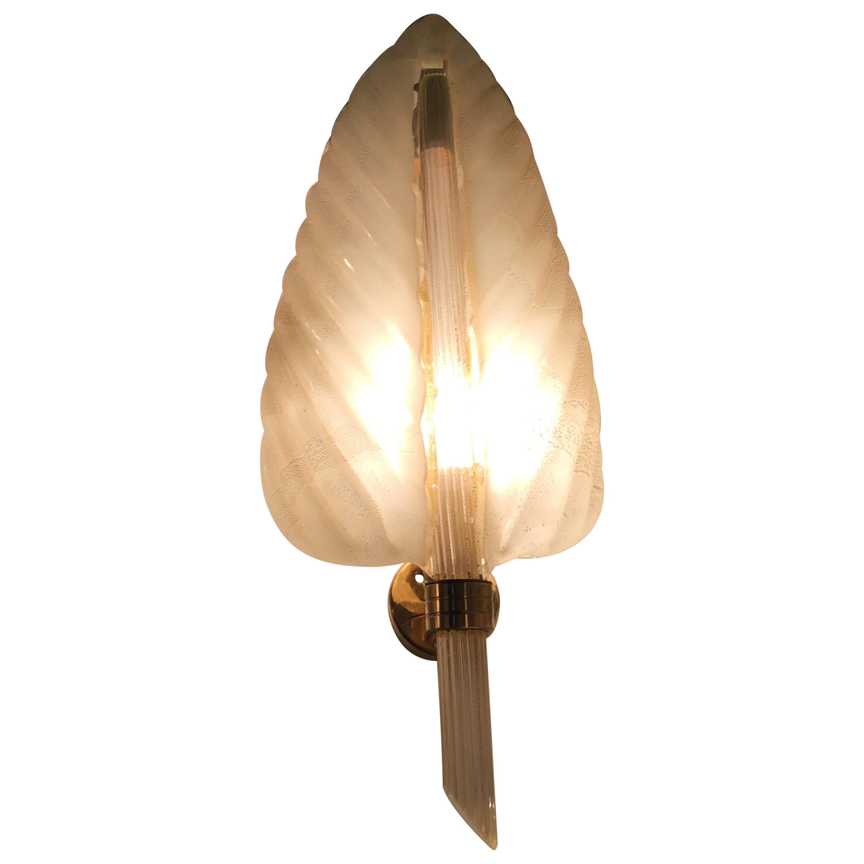 Seguso Sconces Murano Glass Gold Brass, 1940, Italy For Sale