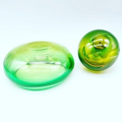 Seguso Set Posacenere e accendino vetro Murano verde 1960