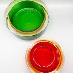 Ensemble Seguso Posaceneri Rosso e Verde, Grande e Piccolo 1960