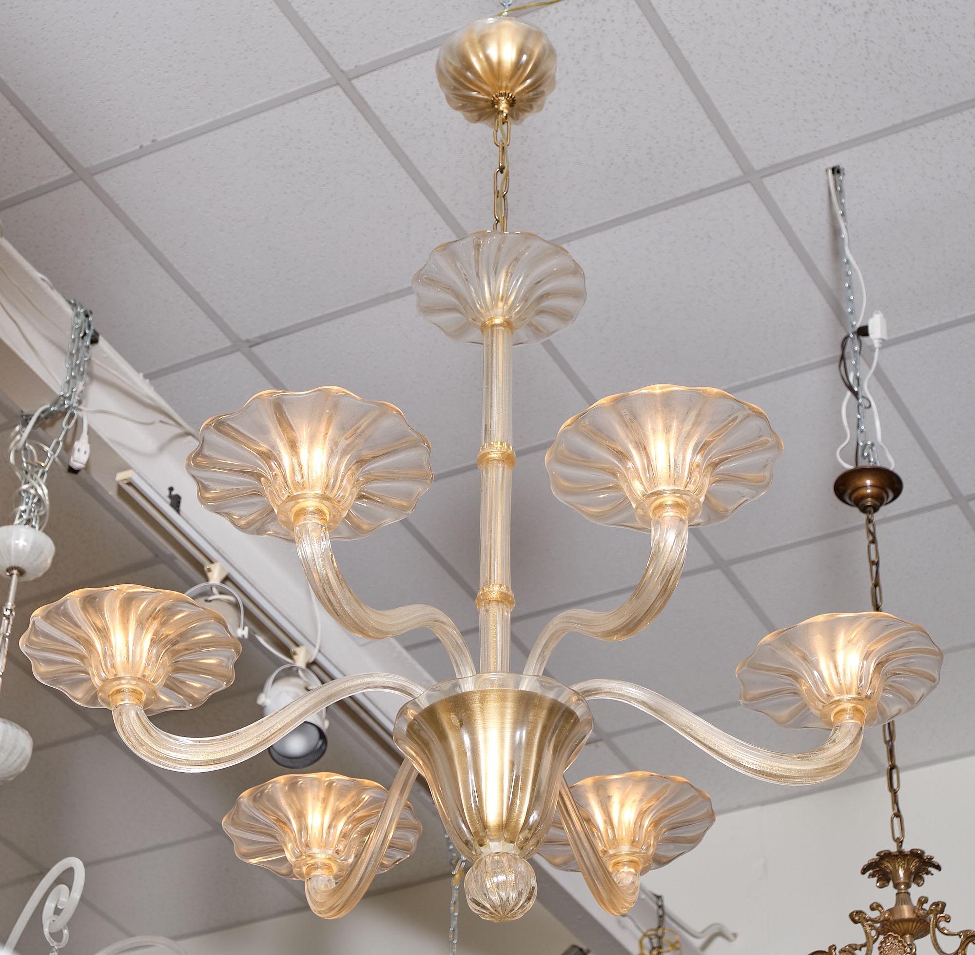 Modern Seguso Six Branch Chandelier