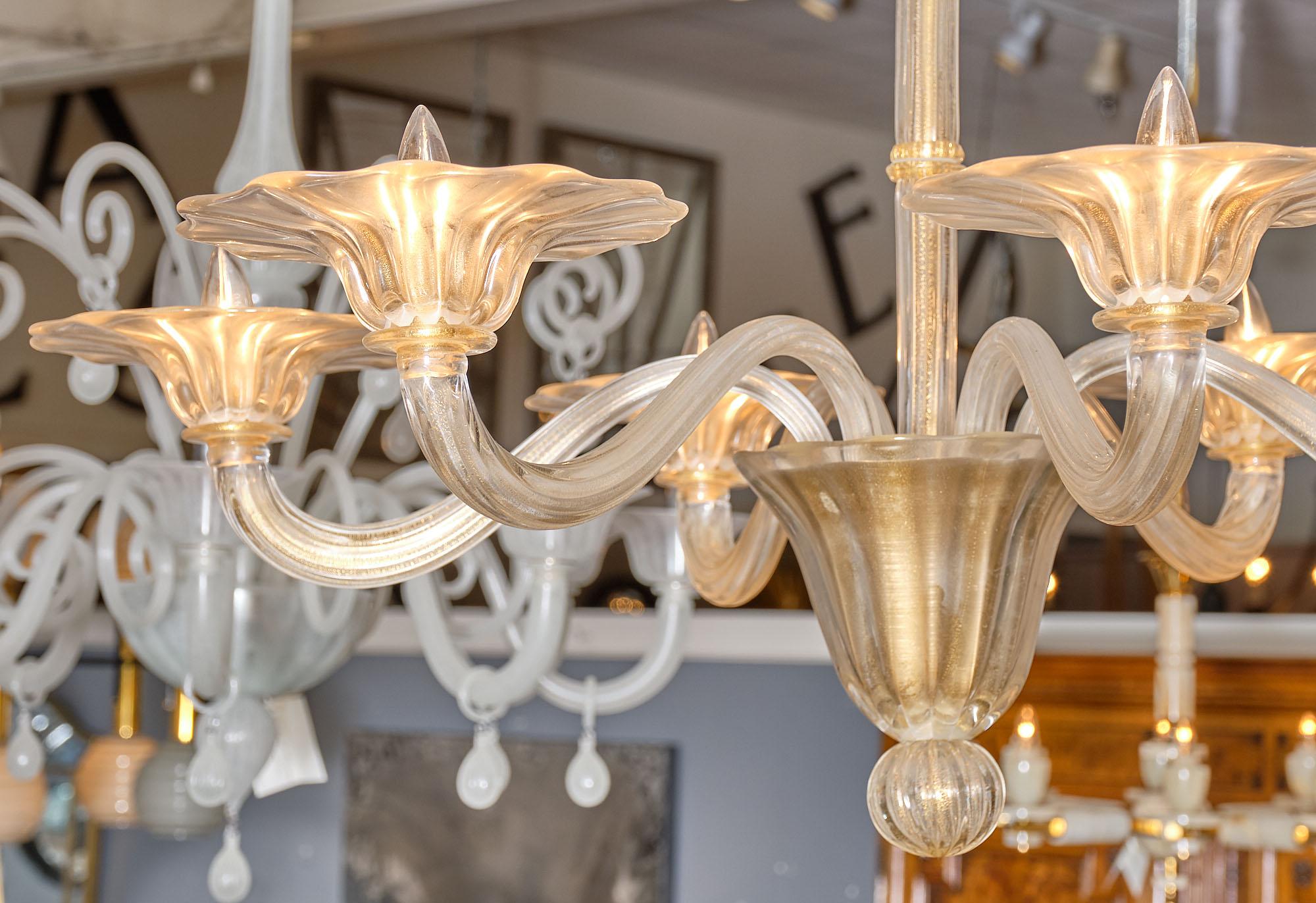 Late 20th Century Seguso Six Branch Chandelier