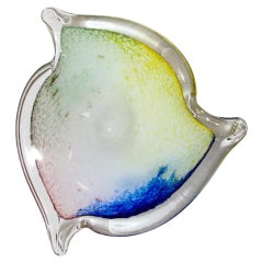 Seguso Sommerso Murano Art Glass Triangular Bowl or Ashtray, Italy 1960s