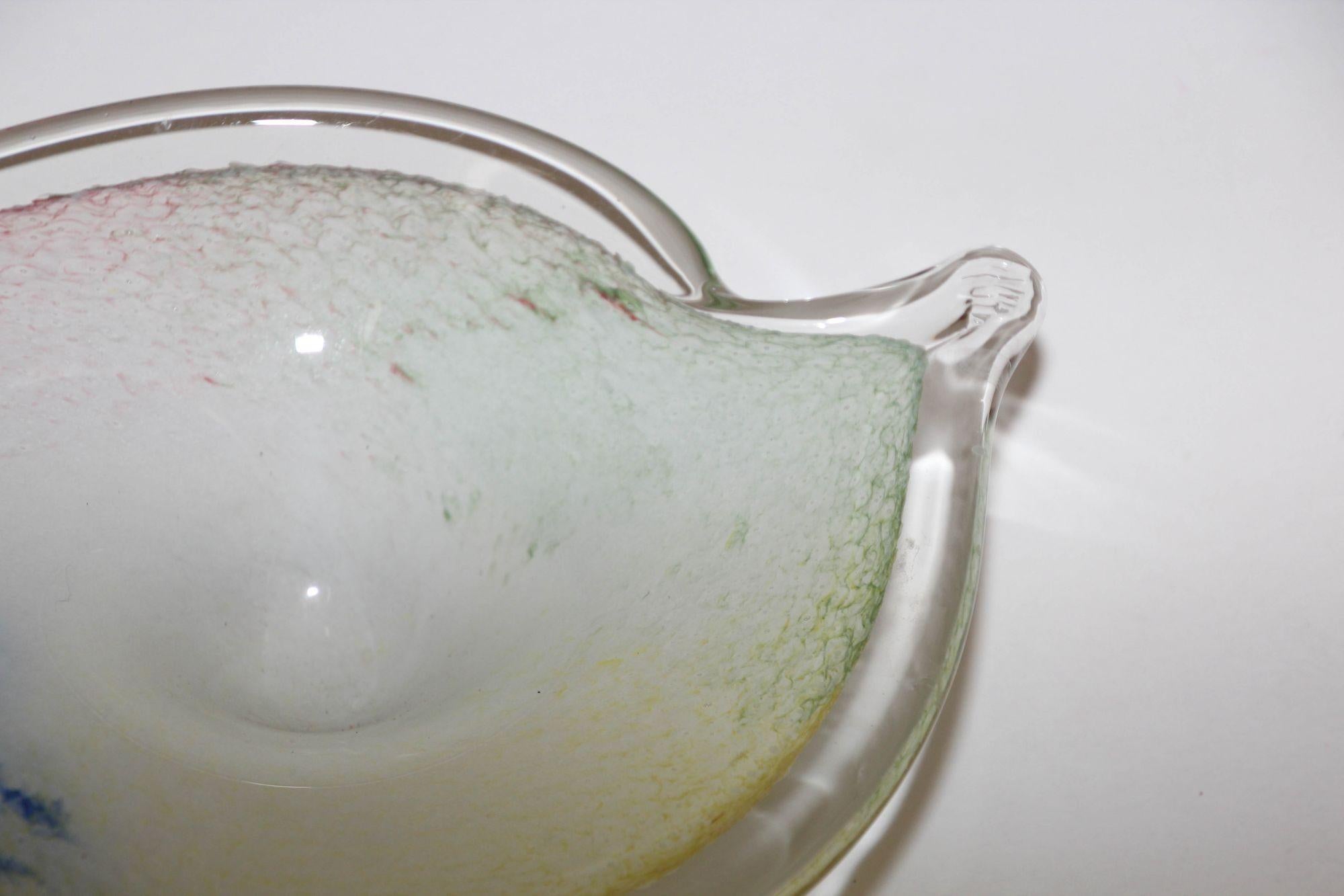 Italian Seguso Sommerso Murano Art Glass Triangular Bowl or Ashtray, Italy 1960s For Sale