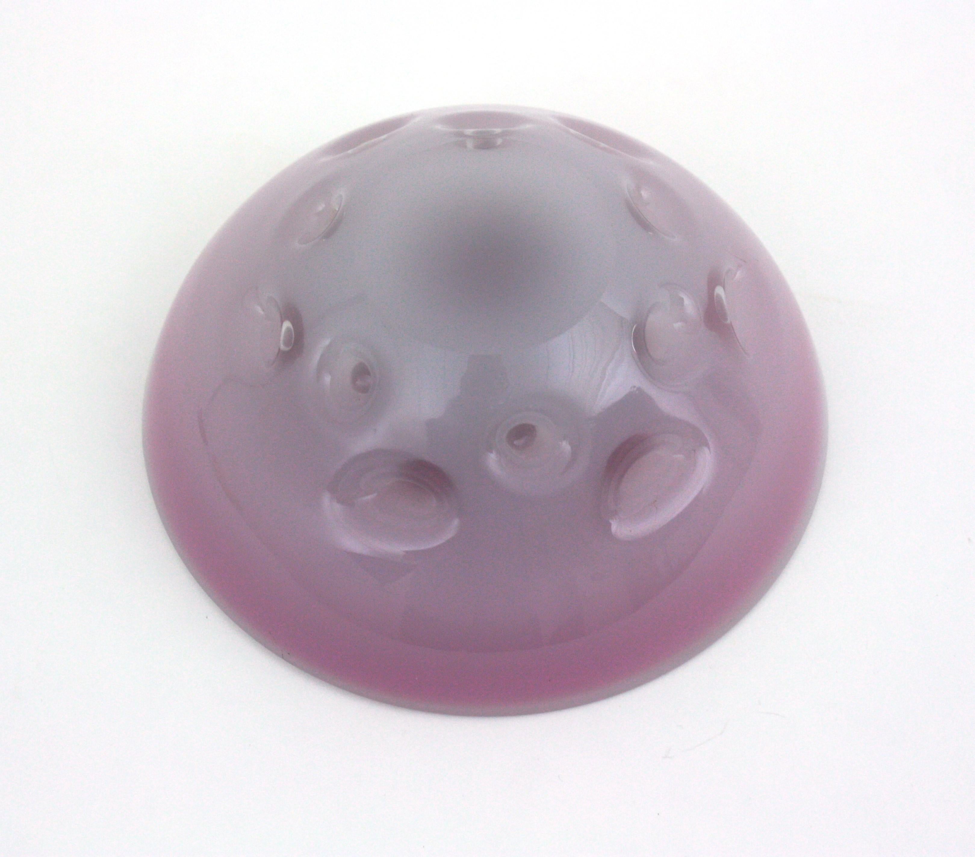 Seguso Sommerso Murano Rose & Blanc Alabastro Art Glass Geode Bowl, 1950 en vente 7