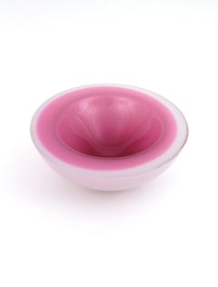 Seguso Sommerso Murano Pink & White Alabastro Art Glass Geode Bowl, 1950