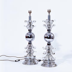 Venini style. Hollywood Regency Murano glass table lamps, Italy, 1970s