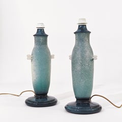 Estilo Seguso. Lámparas de sobremesa postmodernas Scavo de cristal de Murano, Italia, años 80.