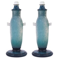 Estilo Seguso. Lámparas de sobremesa postmodernas Scavo de cristal de Murano, Italia, años 80.