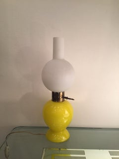 Seguso Table Lamp Brass Glass Opaline Glass 1955 Italy