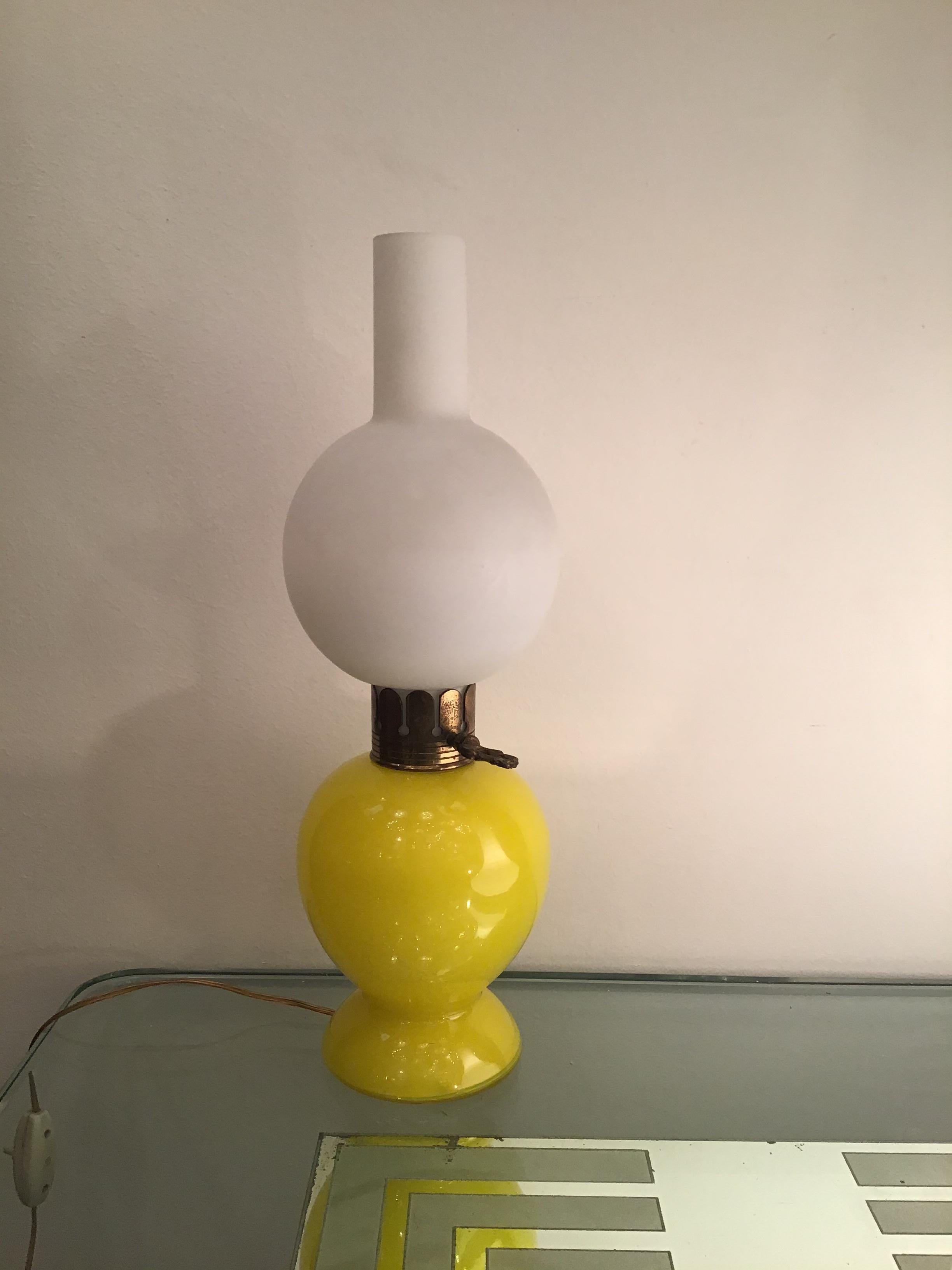 Seguso Table Lamp Brass Glass Opaline Glass 1955 Italy  For Sale 1