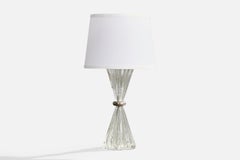 Seguso, Table Lamp, Glass, Metal, Italy, 1950s