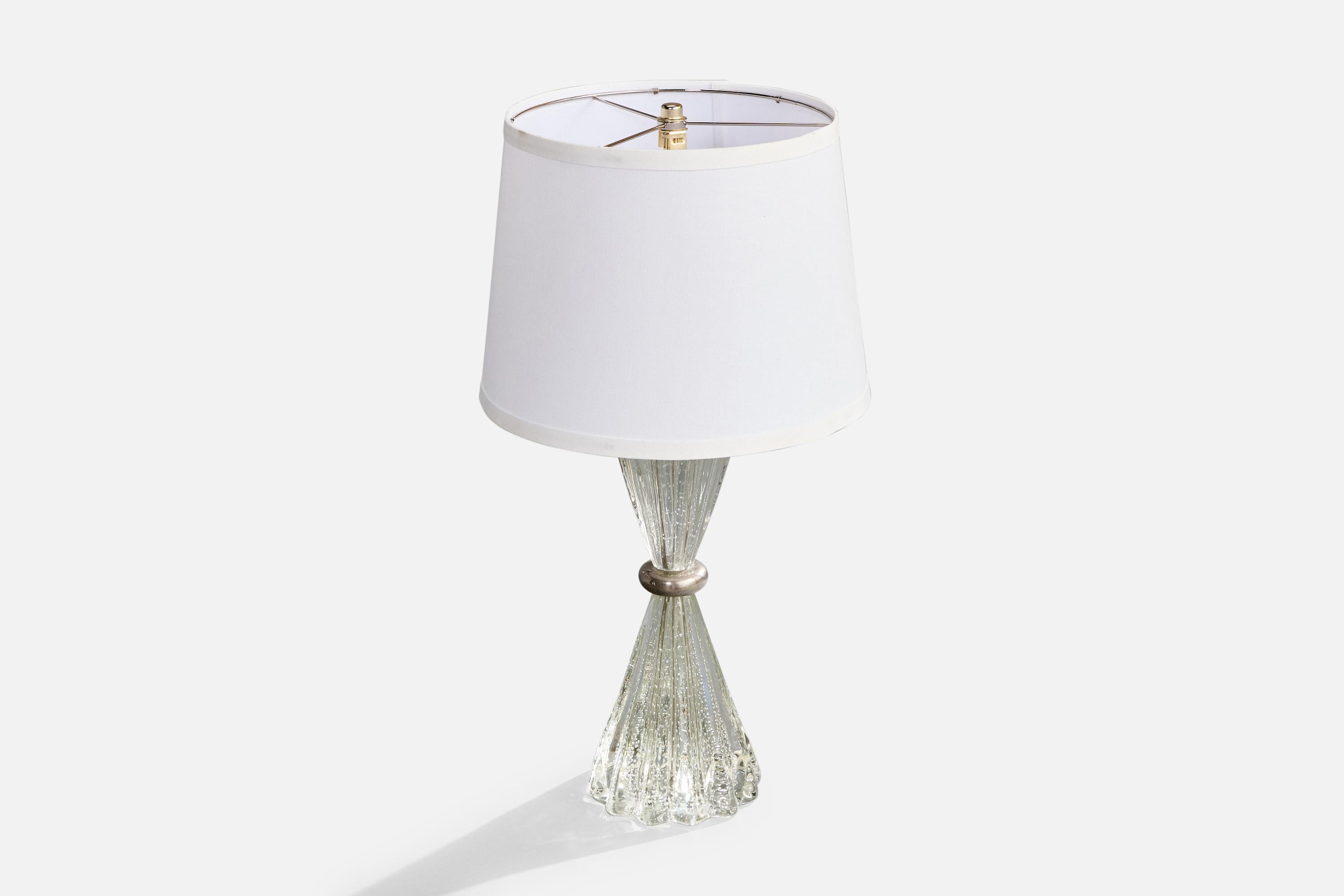 Mid-Century moderno Seguso, lampada da tavolo, vetro, metallo, Italia, anni '50