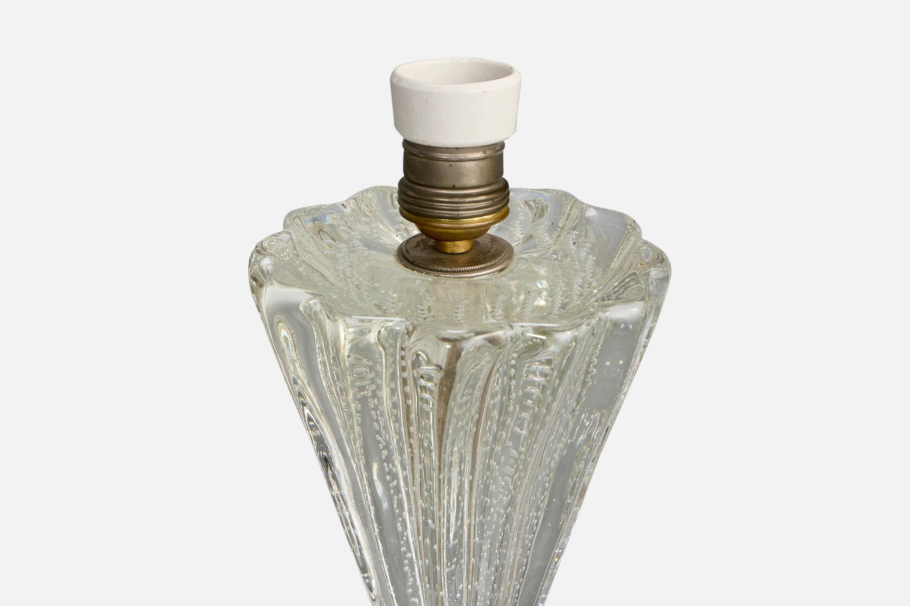 Italiano Seguso, lampada da tavolo, vetro, metallo, Italia, anni '50