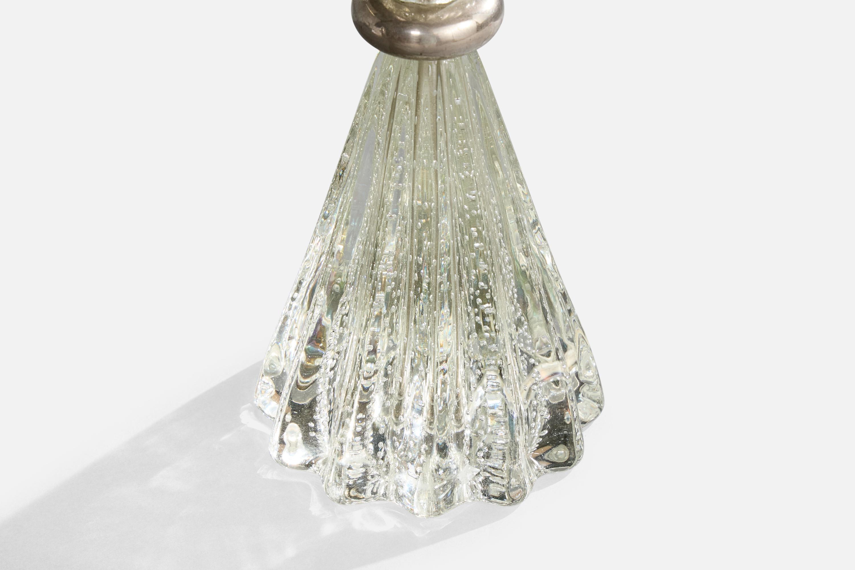 Vetro Seguso, lampada da tavolo, vetro, metallo, Italia, anni '50