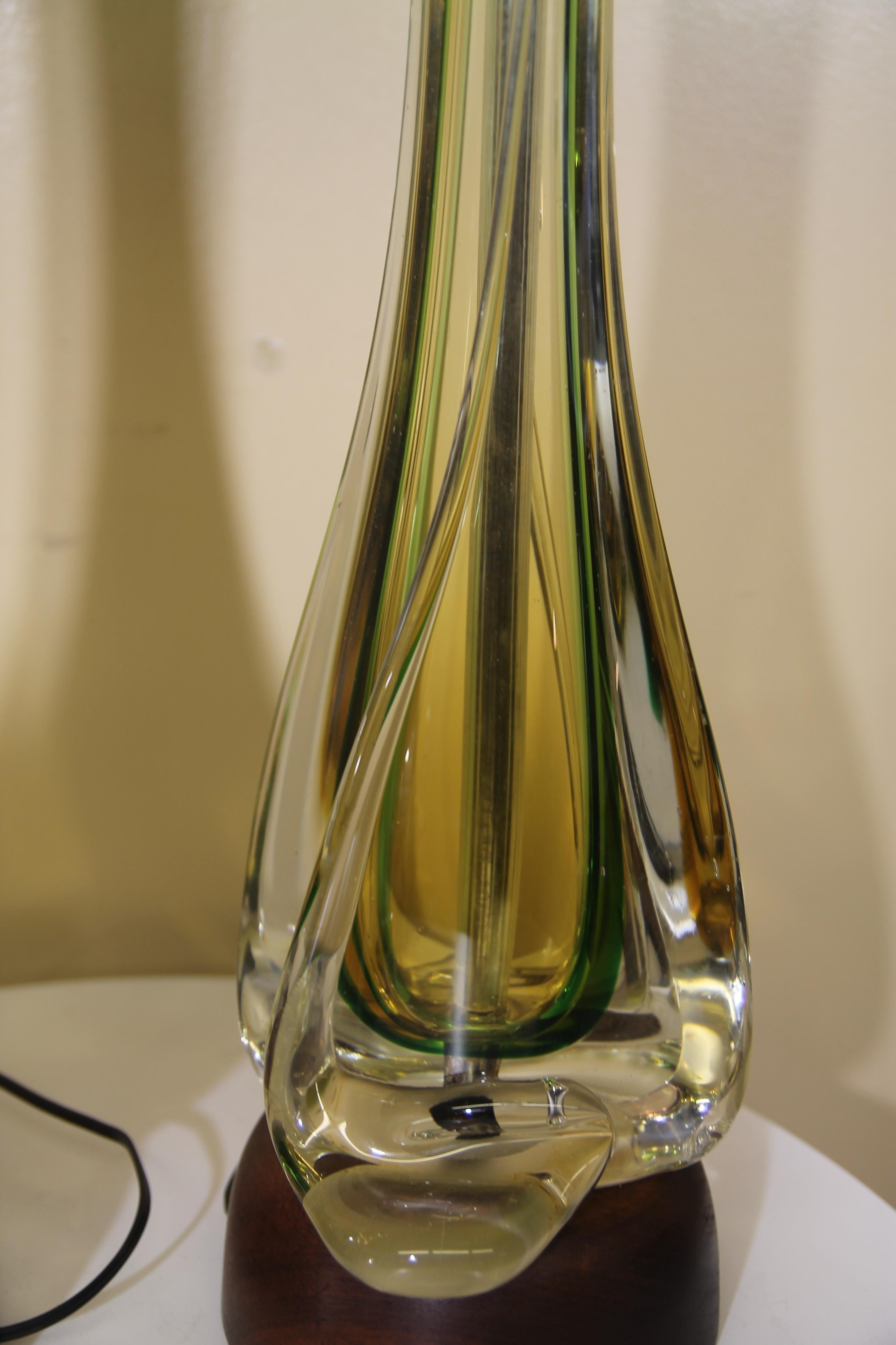 Mid-Century Modern Seguso Table Lamp Hand Blown Murano Glass