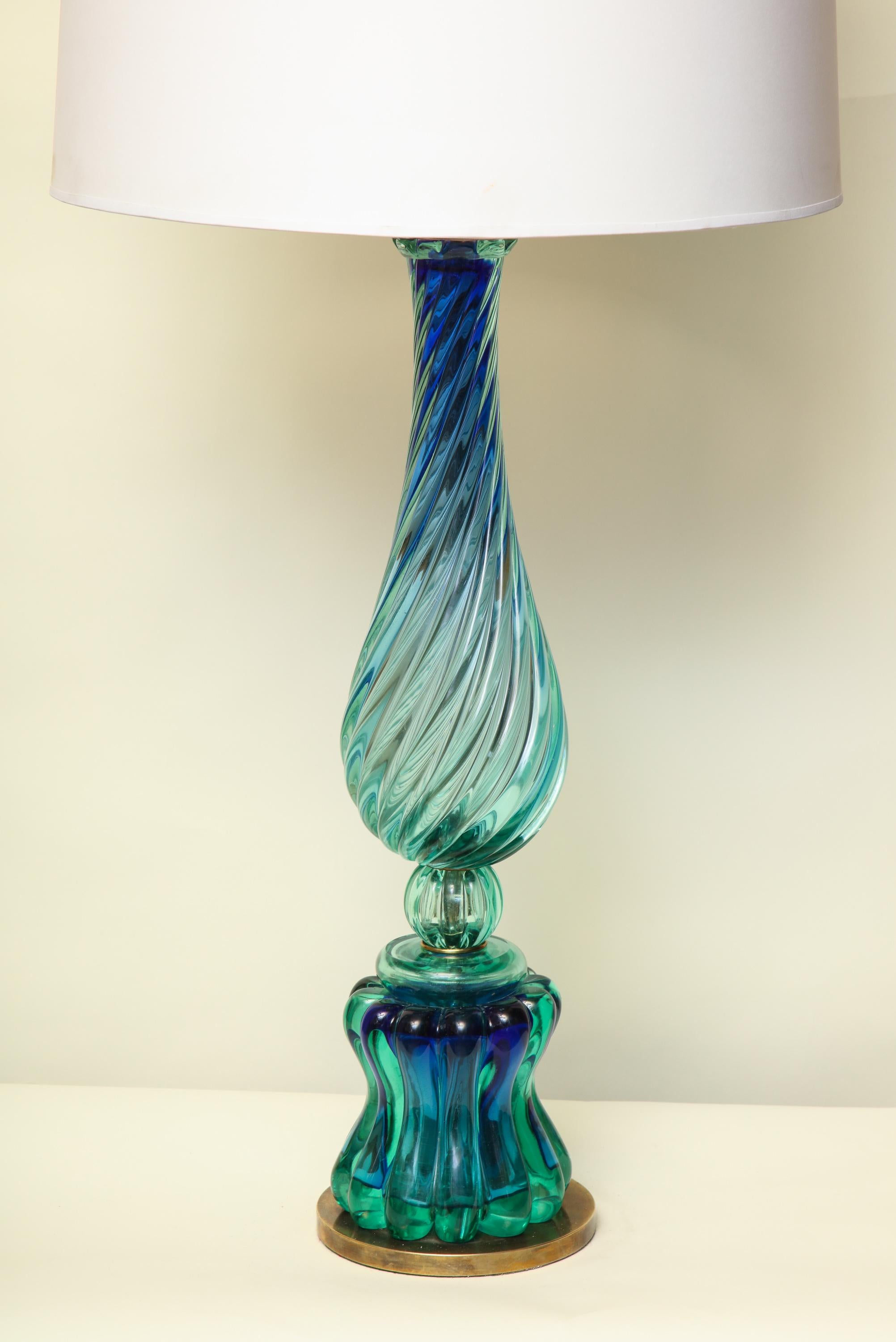 Italian Seguso Table Lamp Murano Art Glass Mid-Century Modern Italy, 1950s For Sale