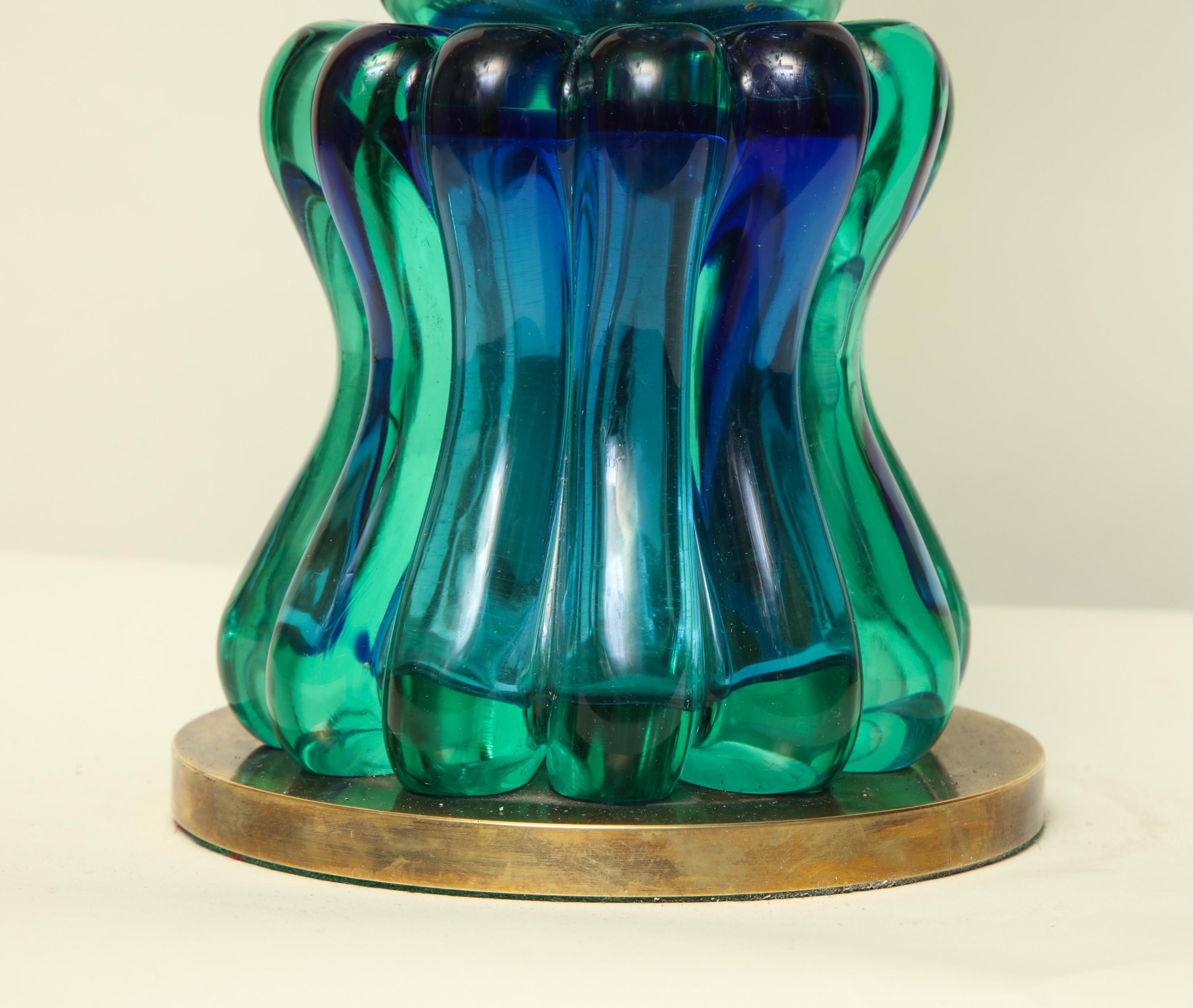 Seguso Table Lamp Murano Art Glass Mid-Century Modern Italy, 1950s For Sale 1