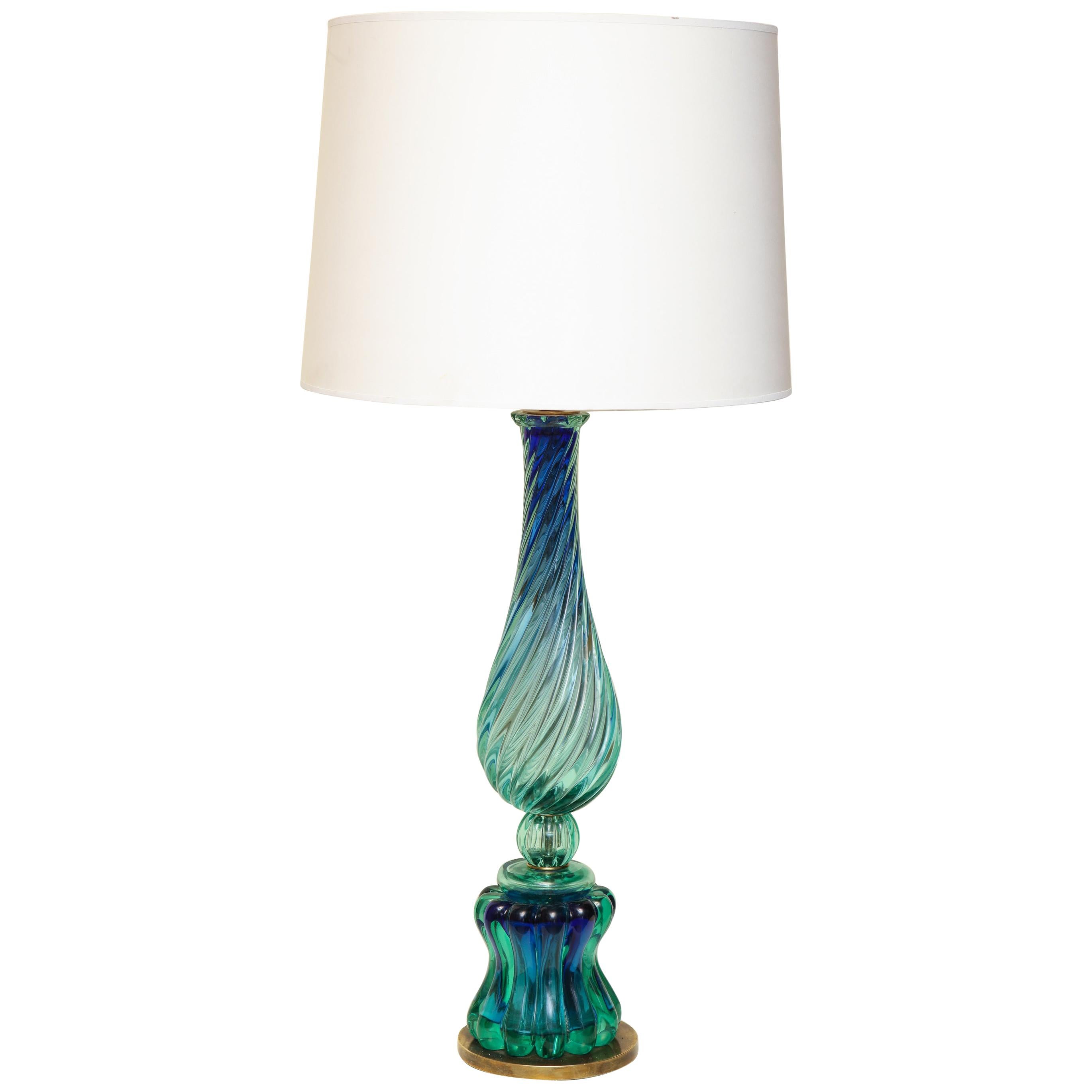 Seguso Table Lamp Murano Art Glass Mid-Century Modern Italy, 1950s For Sale