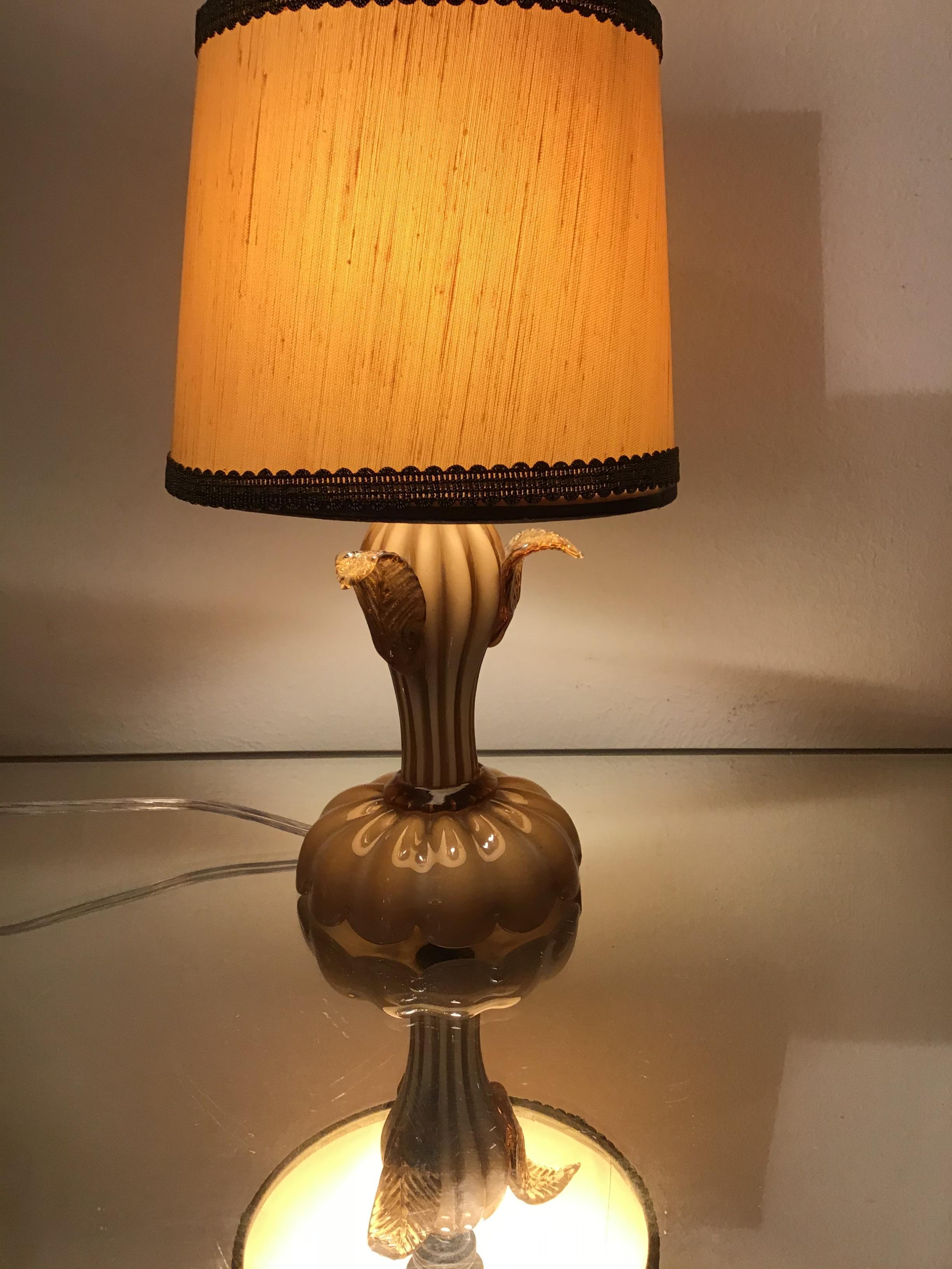 Seguso table lamp Murano glass, 1930, Italy.